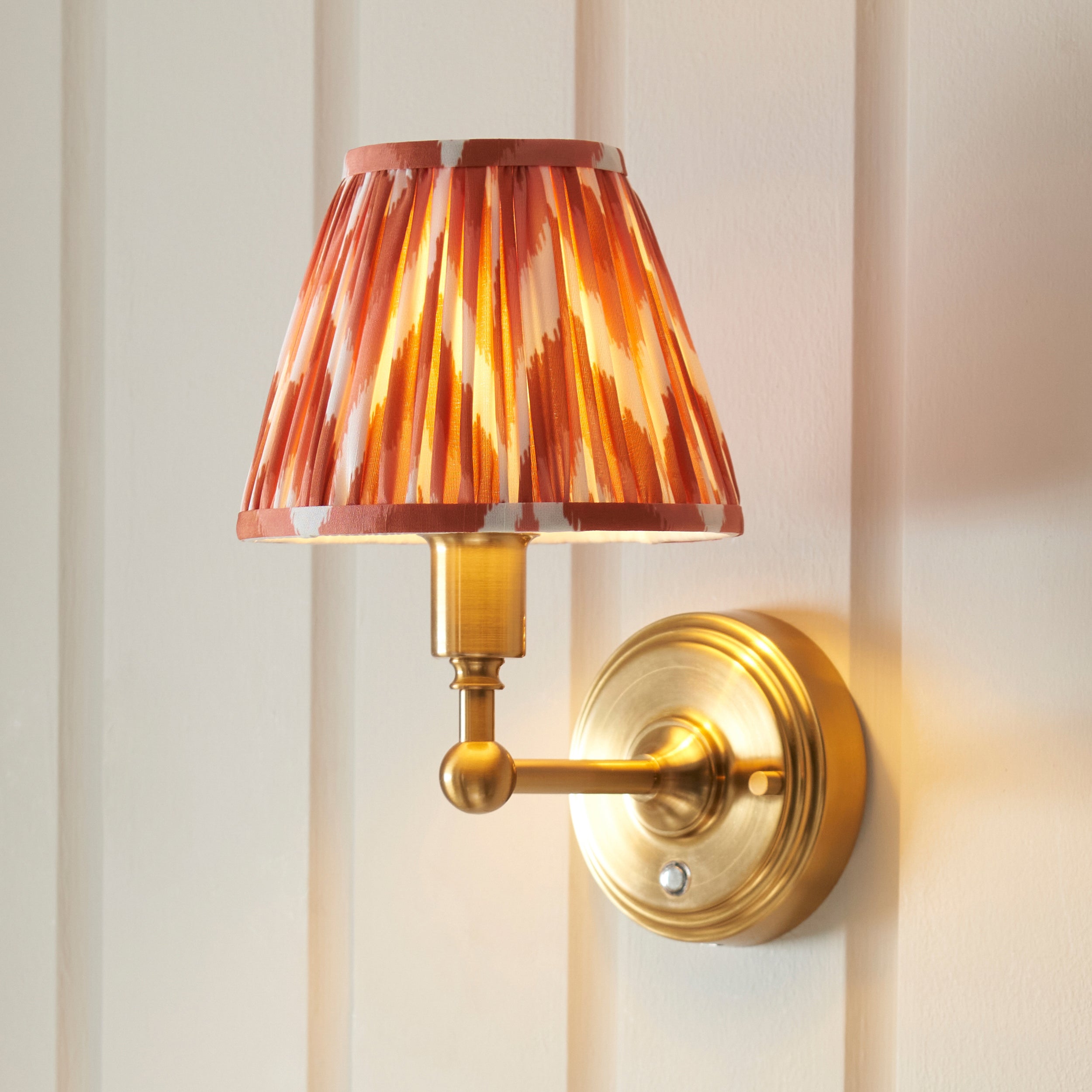 Endon Burley Rechargeable Wall Light & Zigzag 16cm Apricot Orange Shade