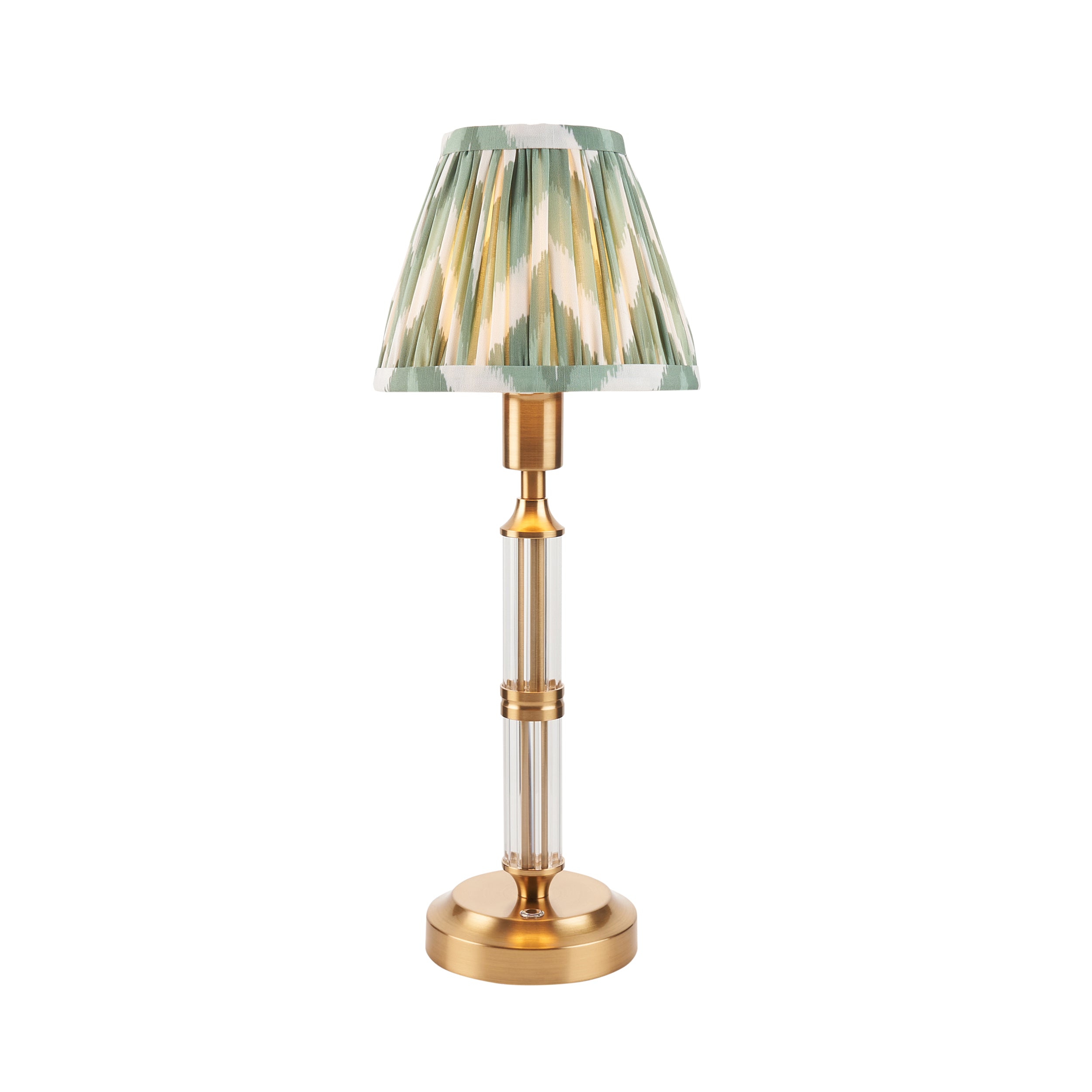 Endon Morton Rechargeable Table Lamp & Zigzag 16cm Cotswold Green Shade