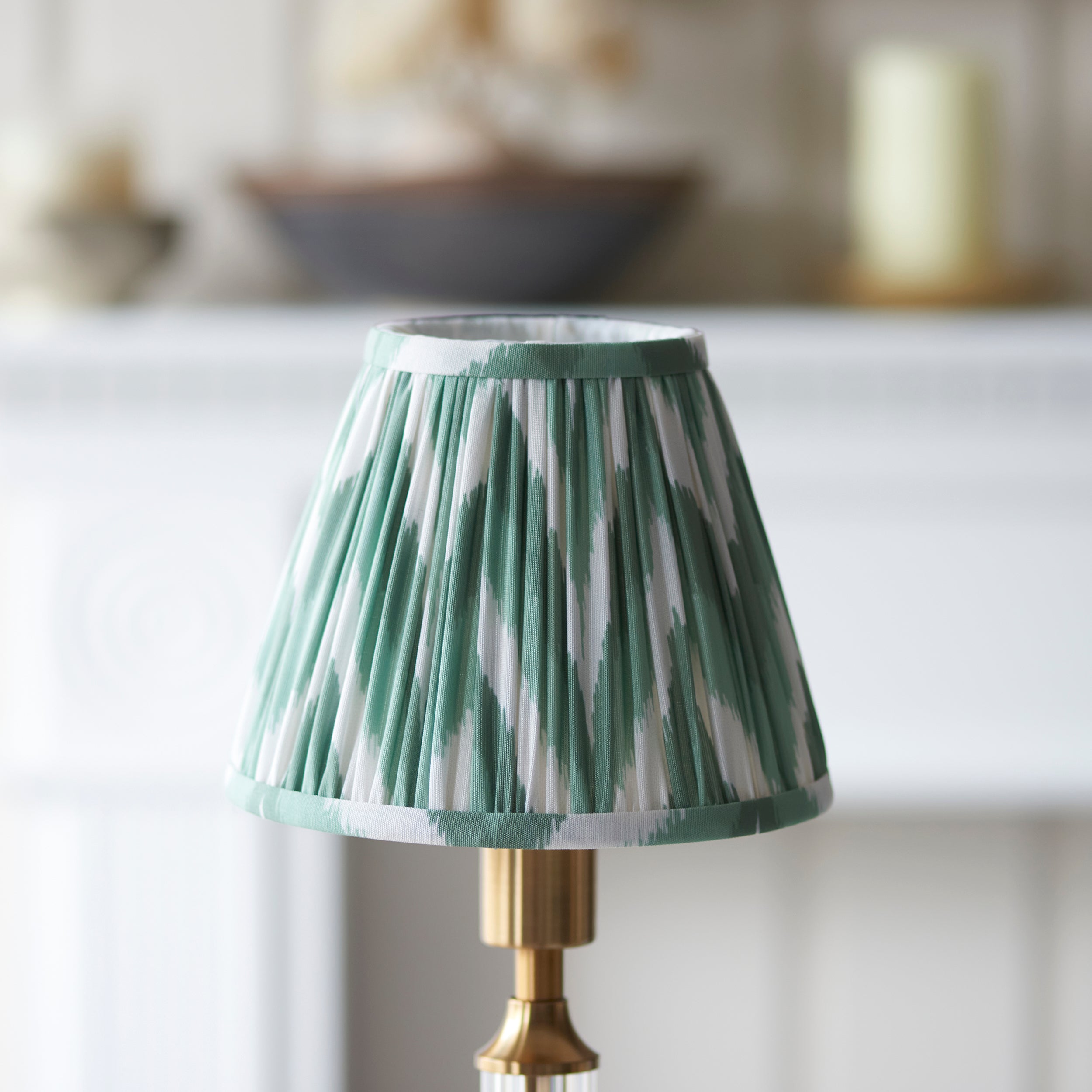 Endon Morton Rechargeable Table Lamp & Zigzag 16cm Cotswold Green Shade
