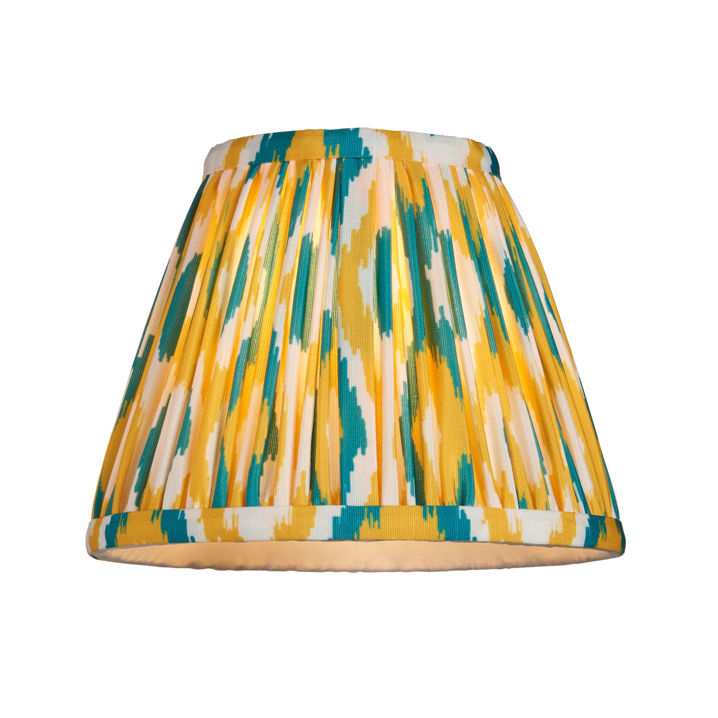 Endon Upton Rechargeable Table Lamp & Ikat 16cm Yellow & Jade Shade