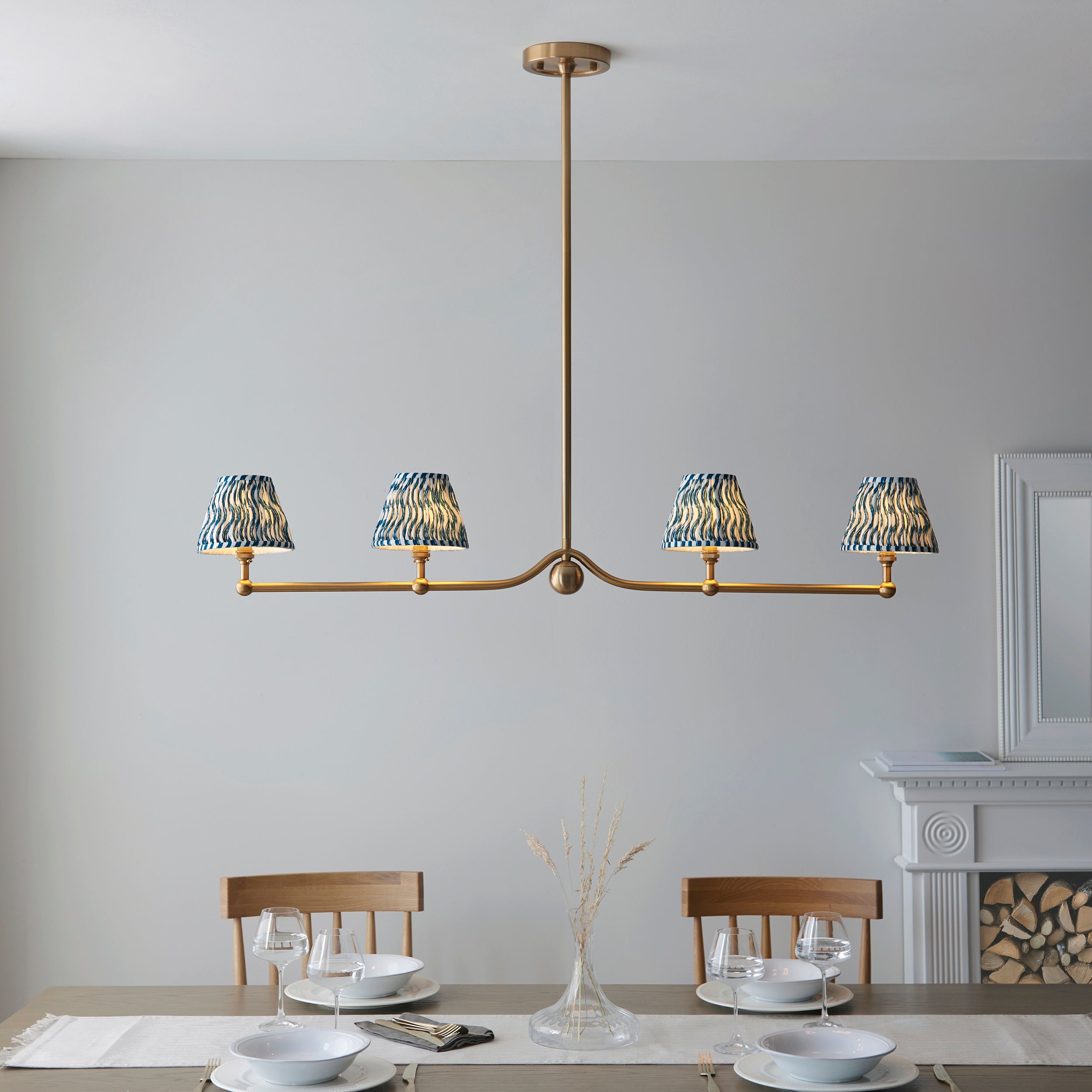 Endon Santiago Pendant & Ripple 16cm Marlin Blue Shade