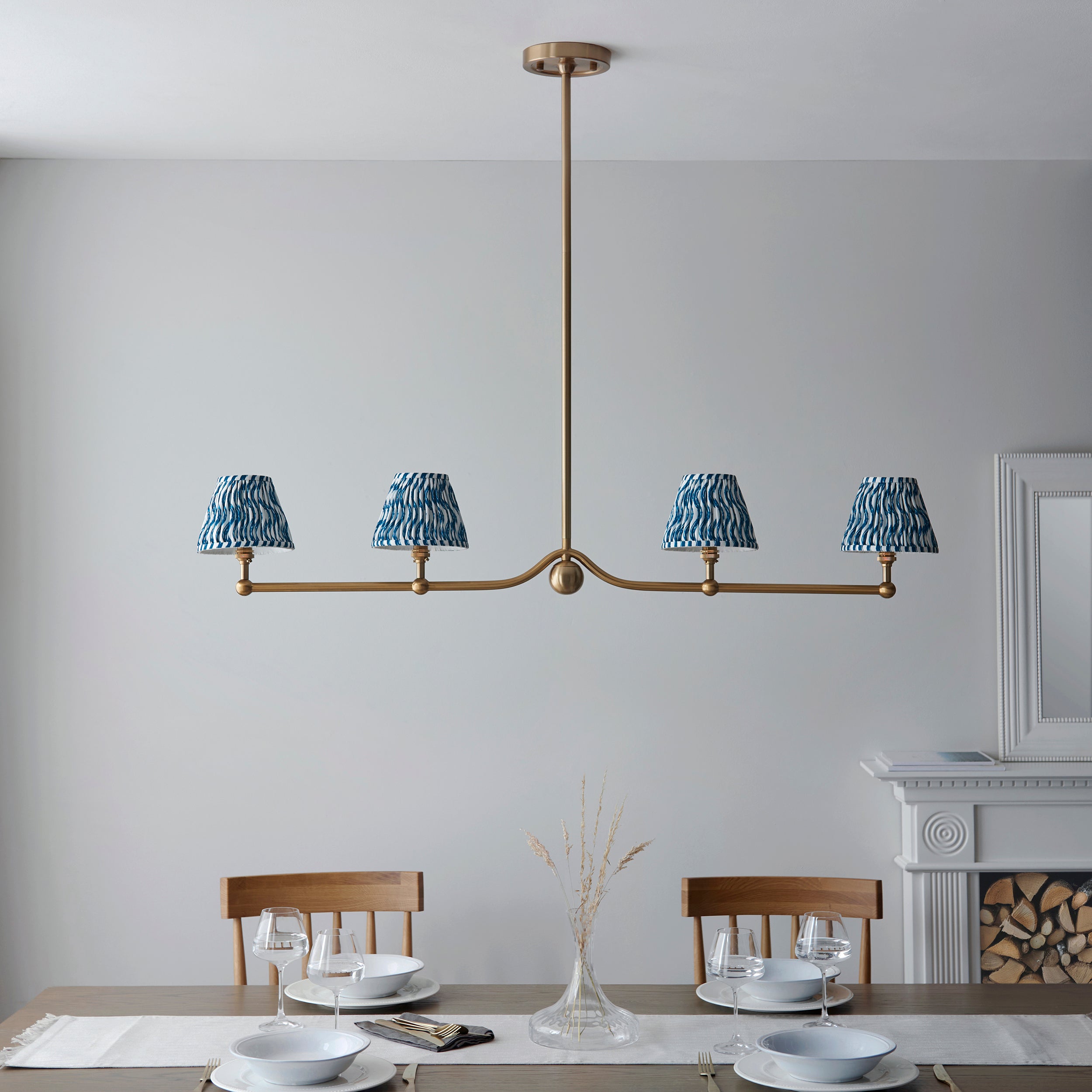 Endon Santiago Pendant & Ripple 16cm Marlin Blue Shade