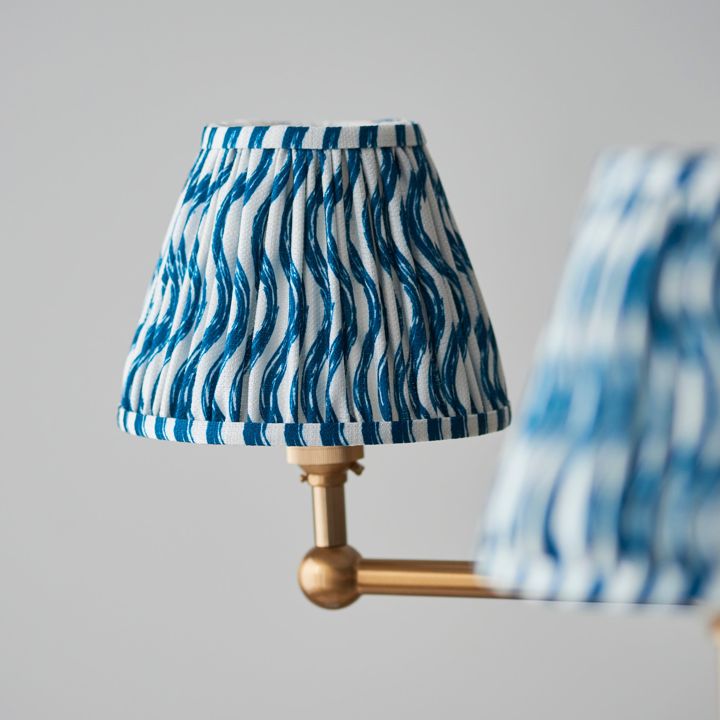 Endon Santiago Brushed Aged Brass 5 Light Pendant & Ripple 16cm Marlin Blue Shade