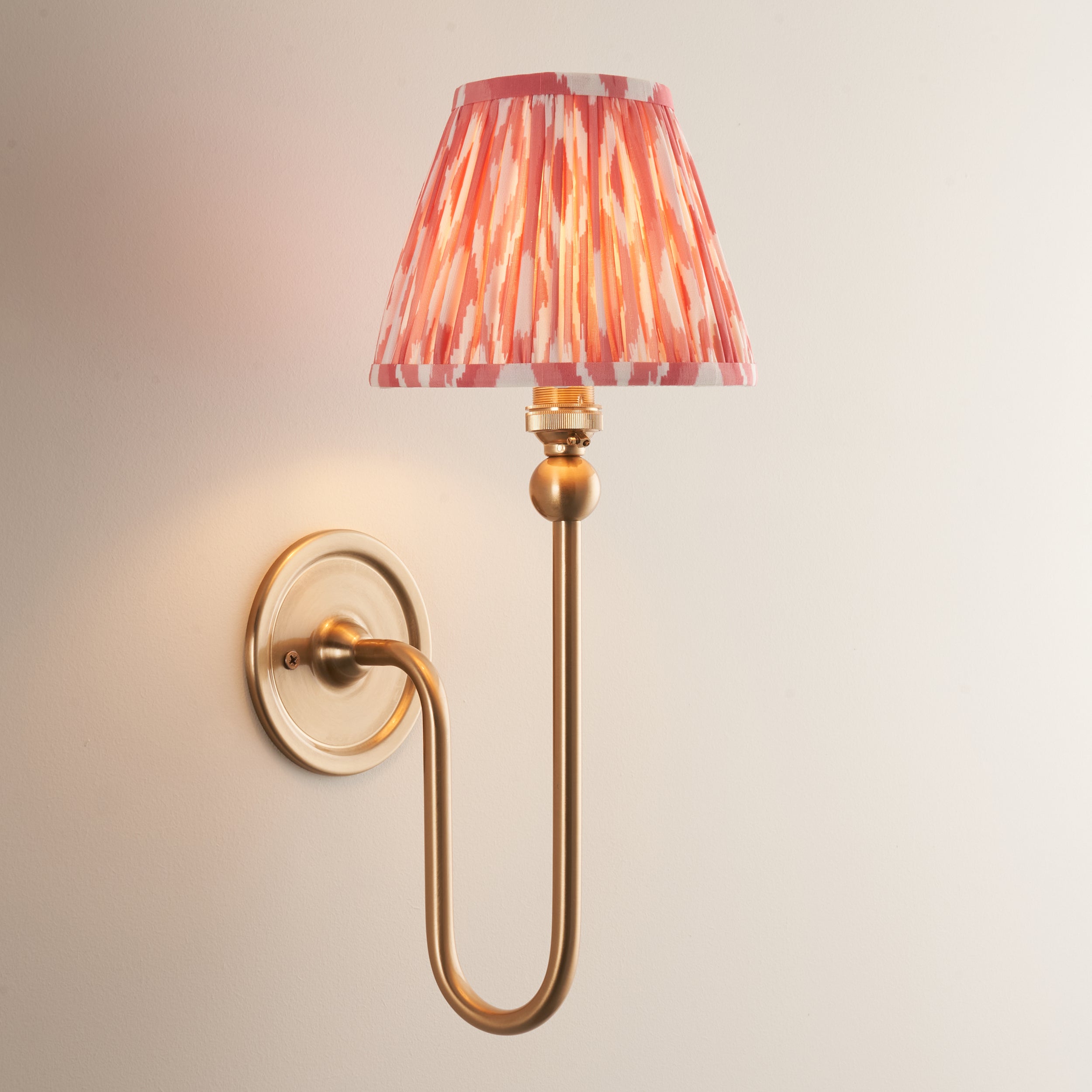 Endon Santiago Wall Light & Ikat 16cm Coral Pink Shade