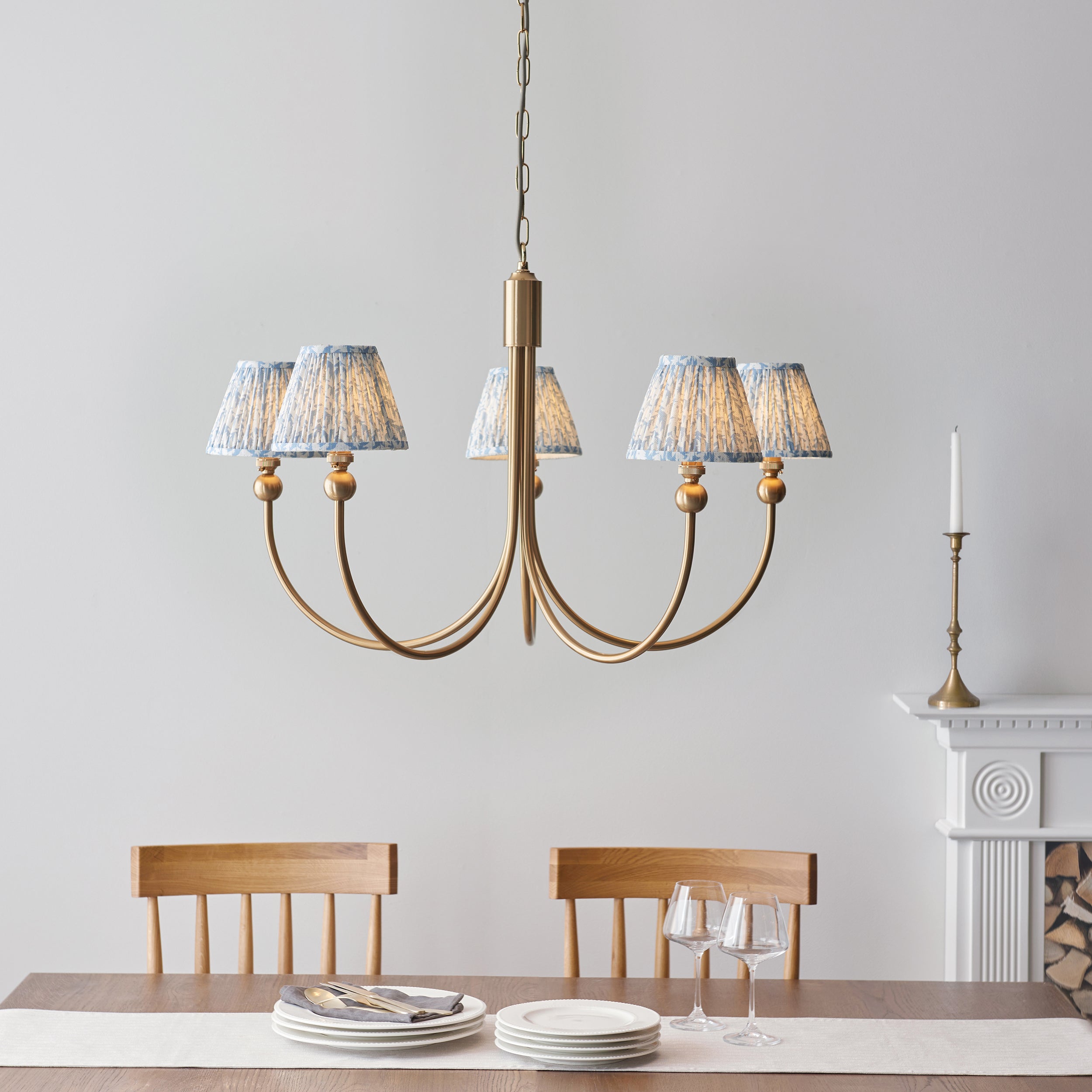 Endon Santiago Pendant & Leaf 16cm Shell Bay Blue Shade
