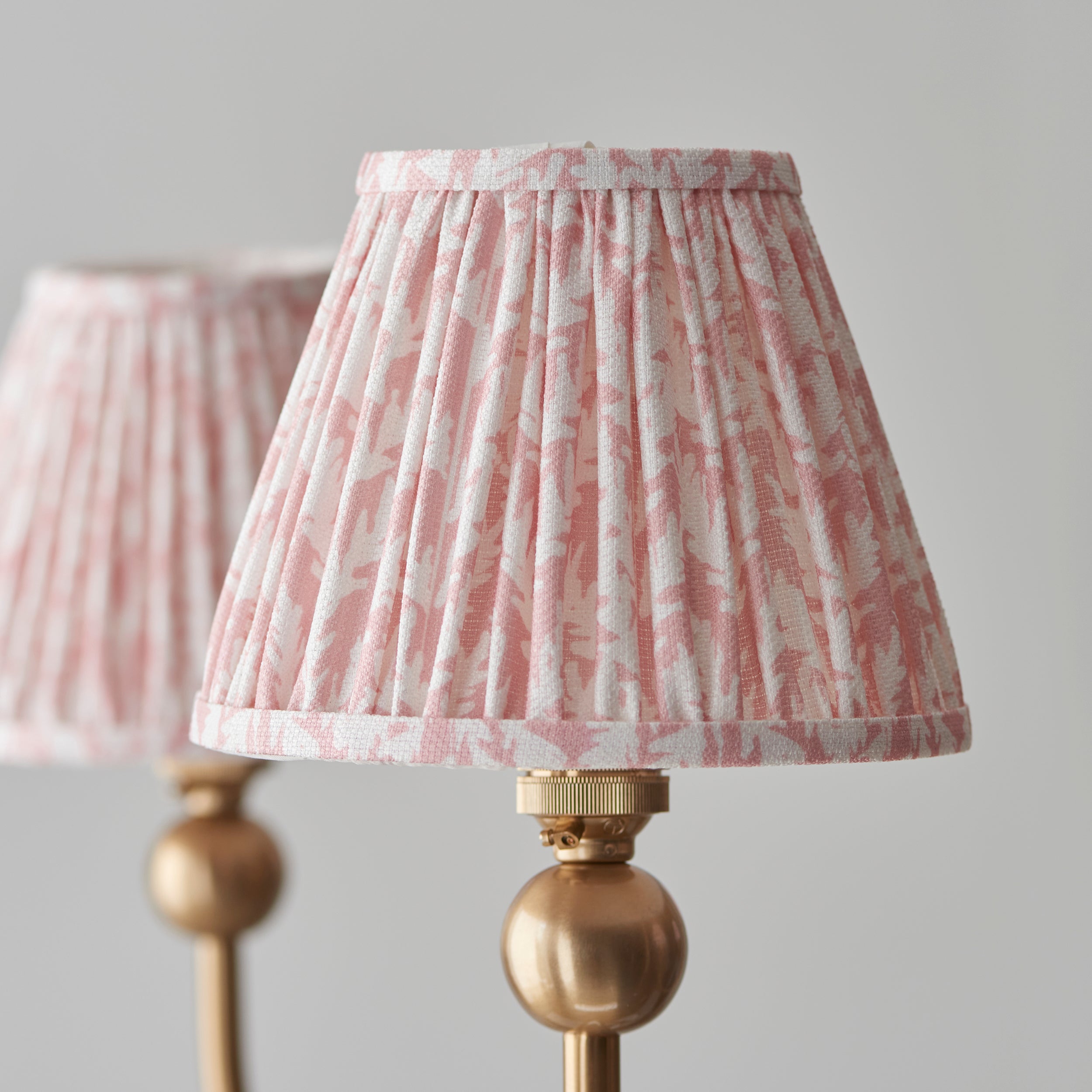 Endon Santiago Curved Brushed Aged Brass 5 Light Pendant & Leaf 16cm Peachy Keen Shade