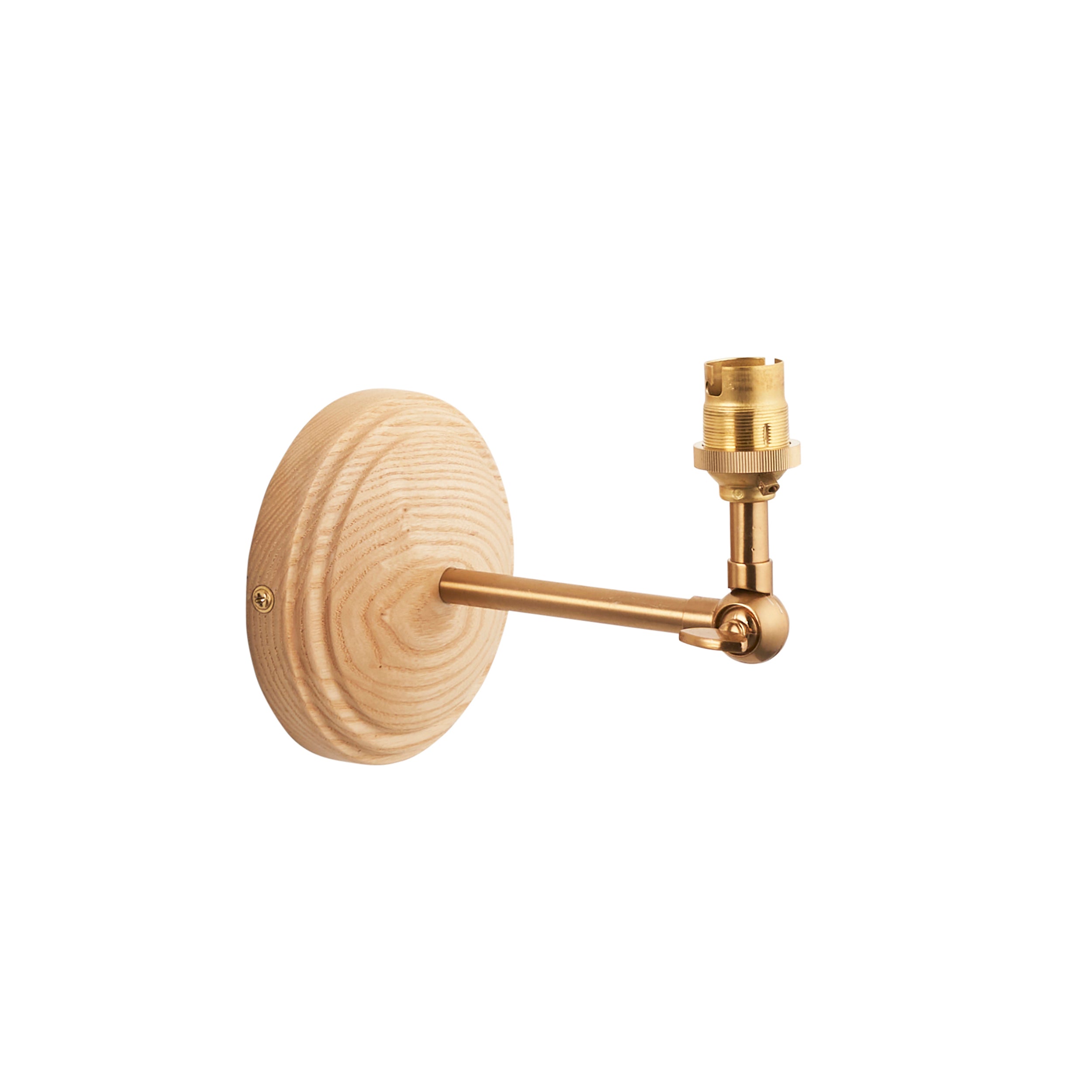 Endon Wood Wing Single Light Wall - Ash Wood & Brushed Aged Brass Plate