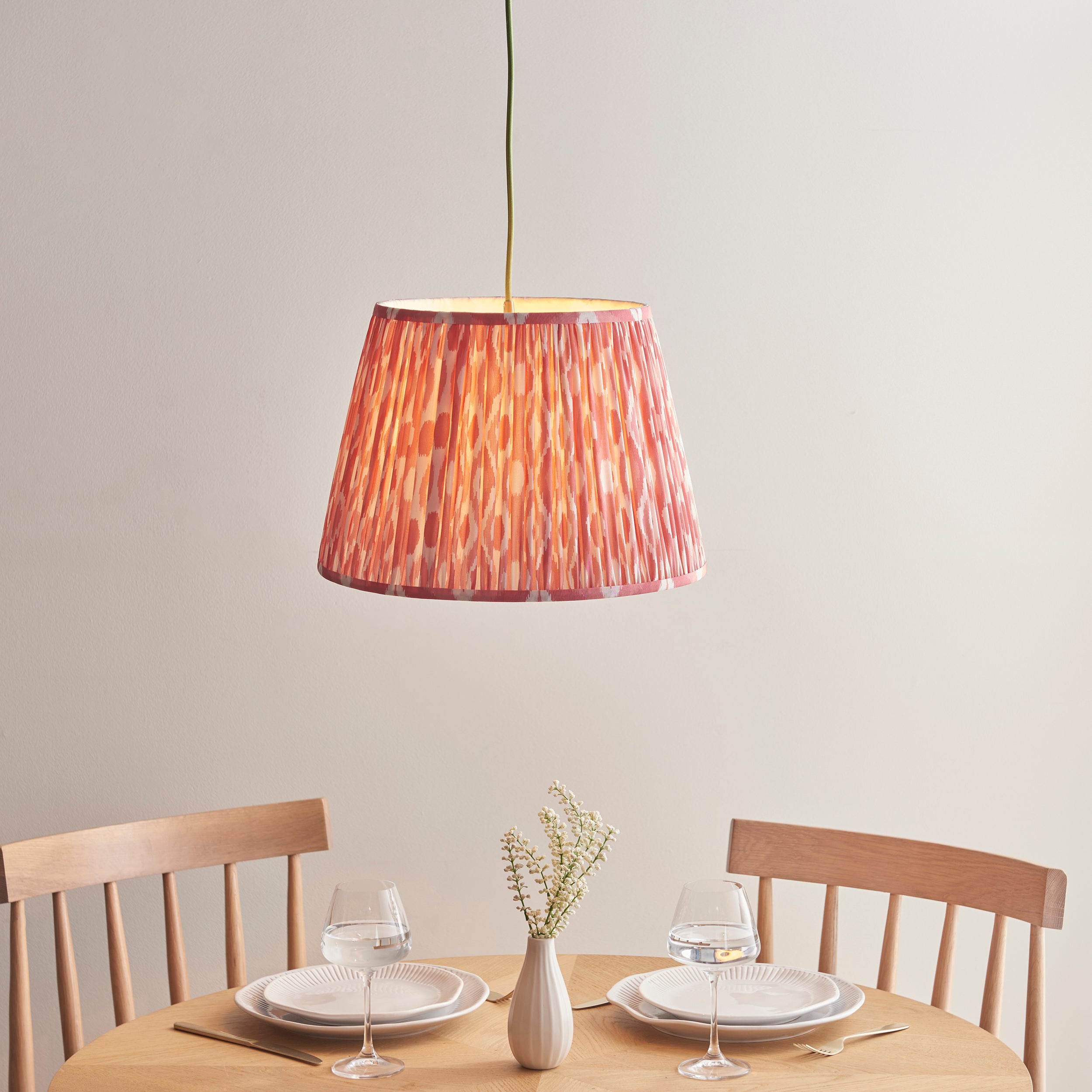 Endon Eltham Pendant & Ikat 40cm Coral Pink Shade