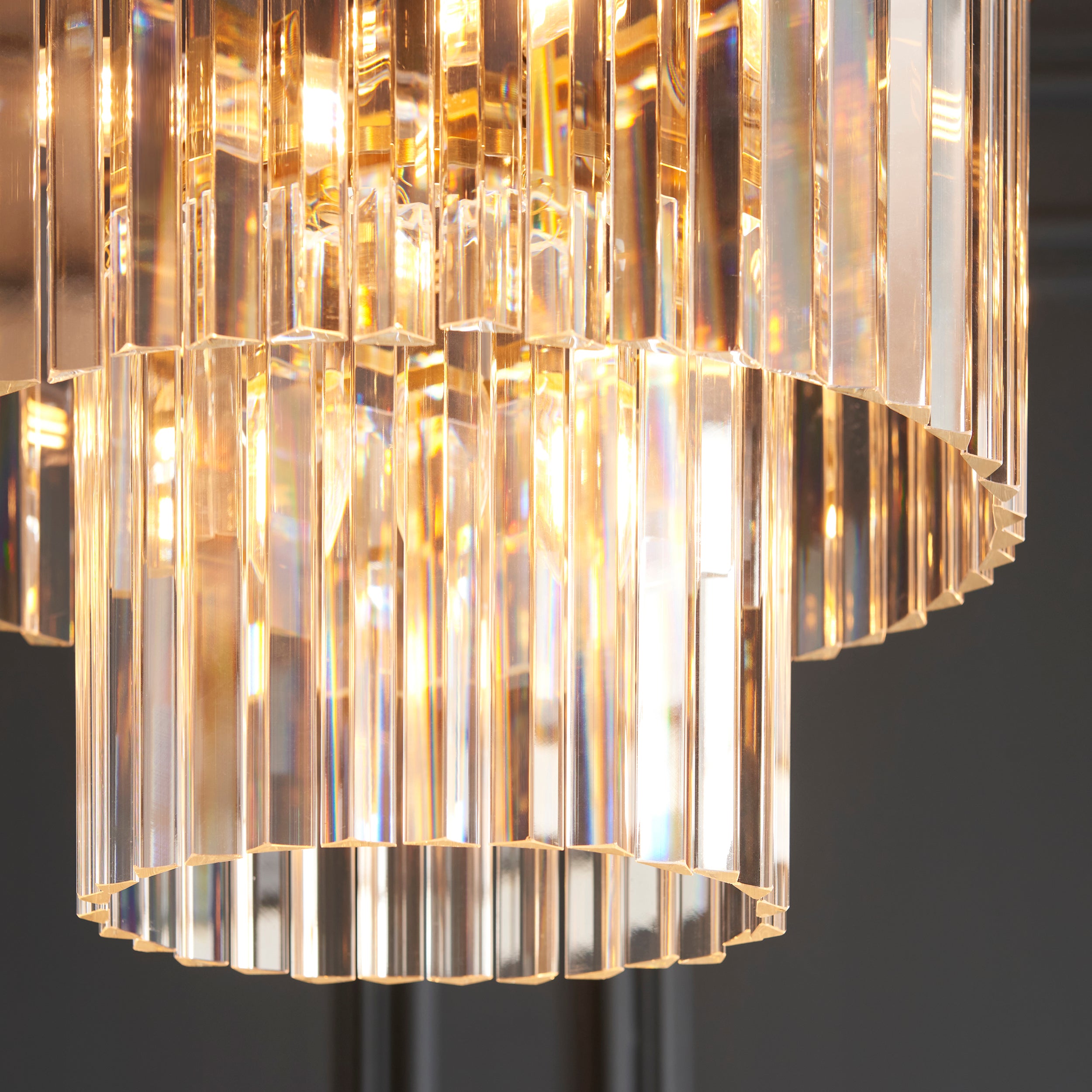 Endon Conaston 4 Light Pendant - Brushed Aged Brass Plate & Clear Cut Glass