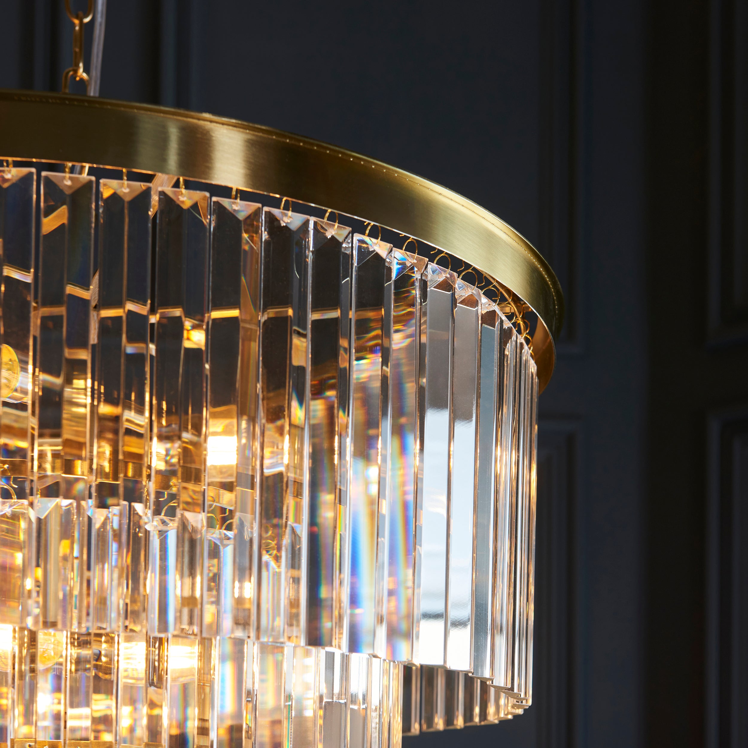 Endon Conaston 7 Light Pendant - Brushed Aged Brass Plate & Clear Cut Glass