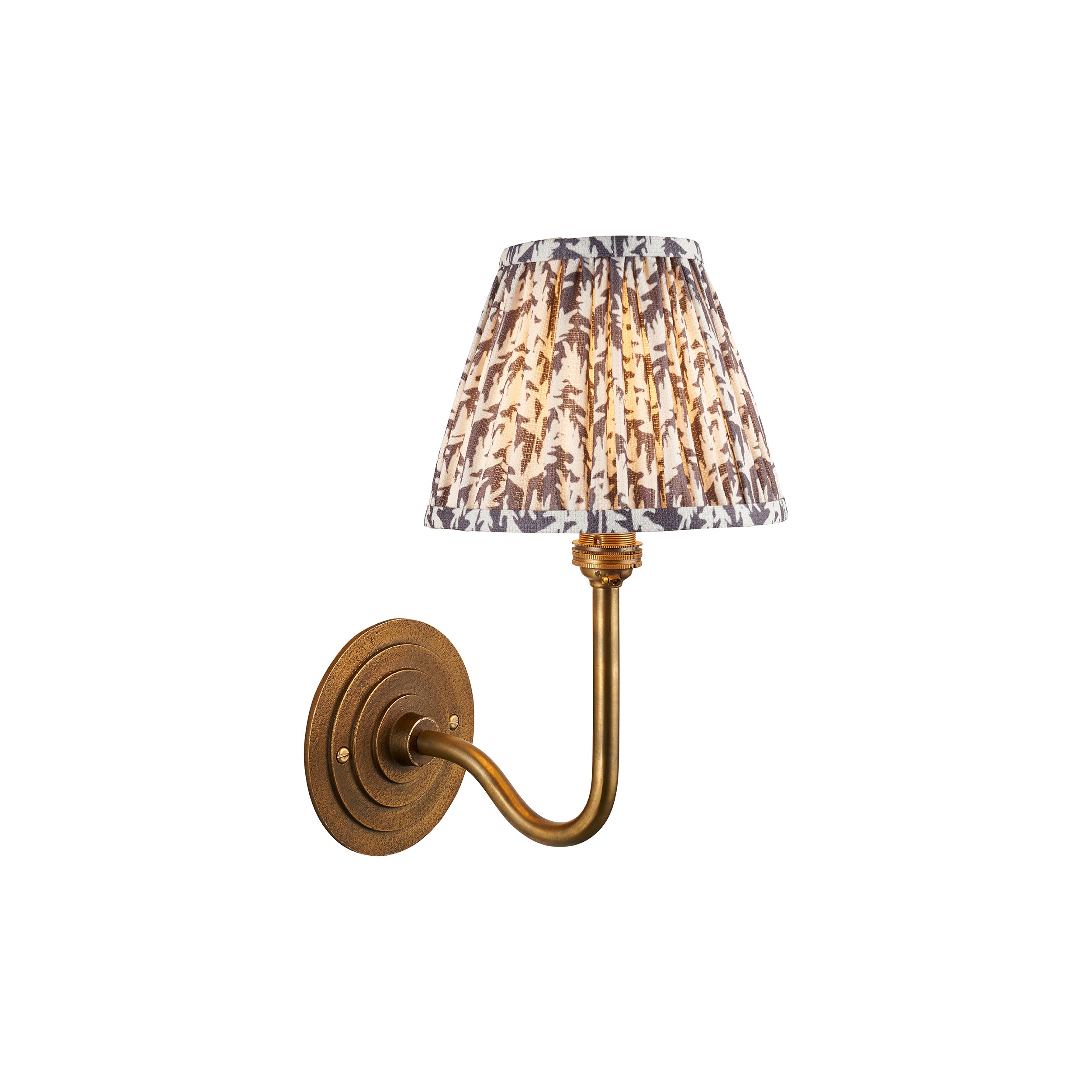 Endon Halo Swan & Leaf 16Cm Wall Light - Antique Brass & Pearl Grey Fabric