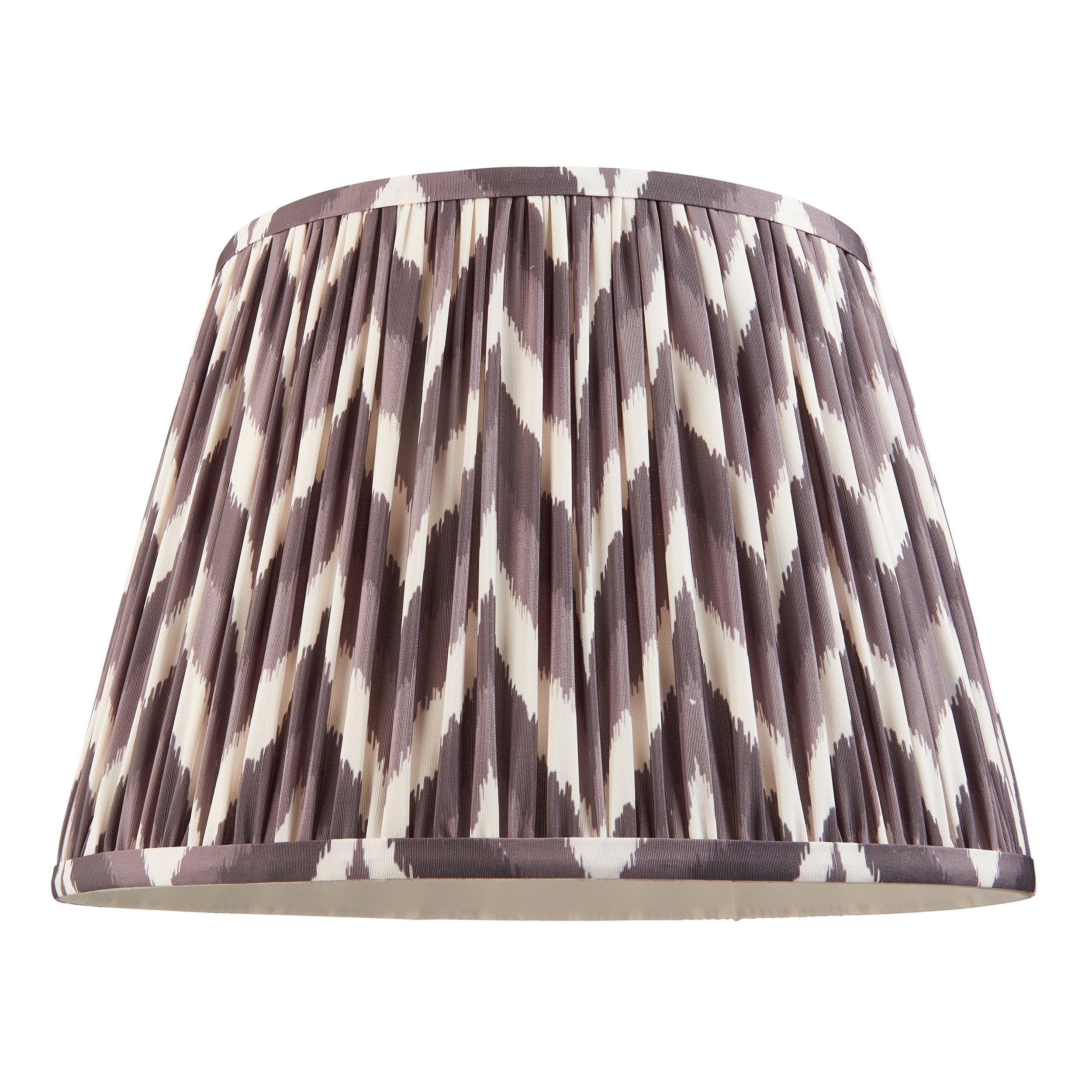 Endon Carnaby Satin Almond White Floor Lamp & Zigzag 35cm Pearl Grey Shade