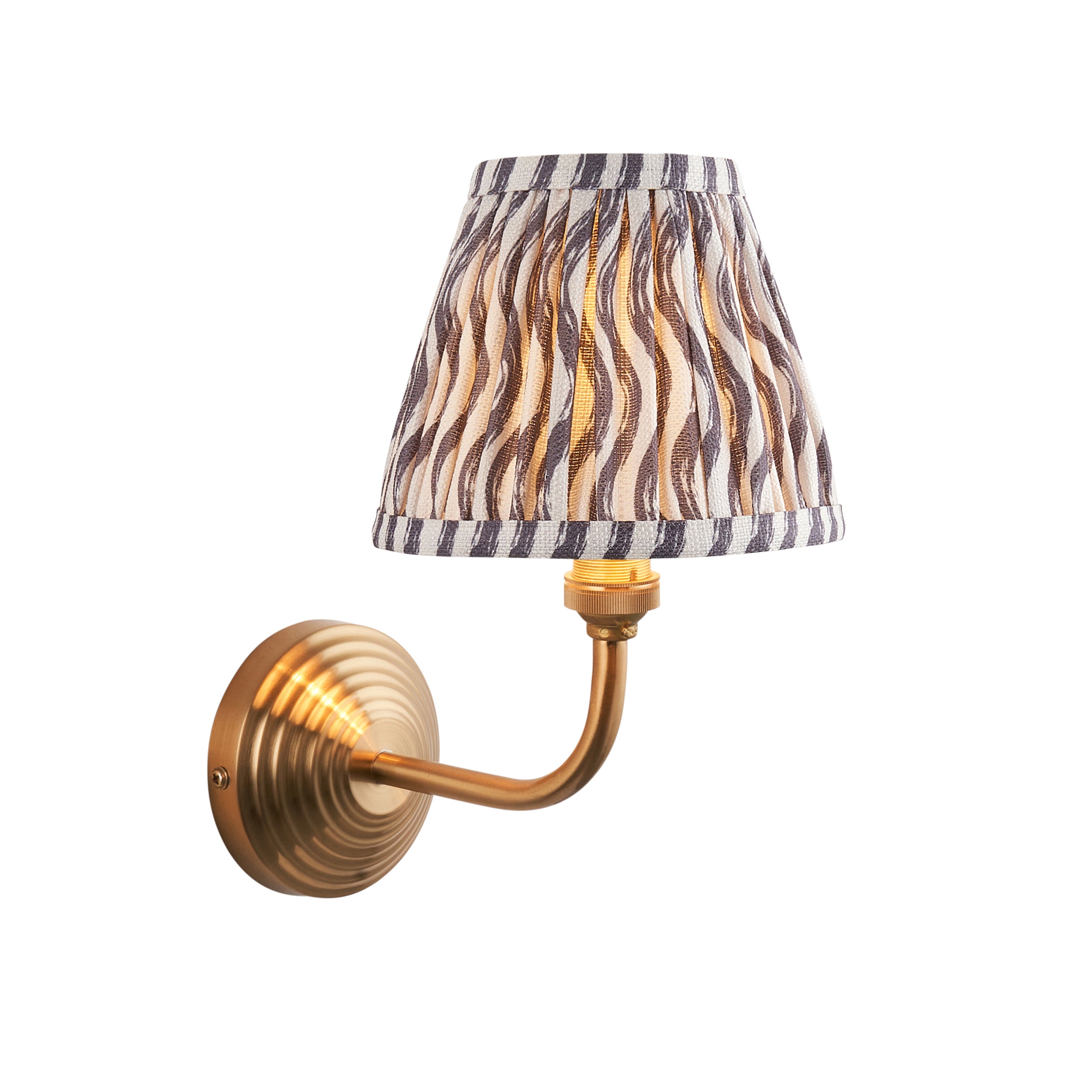 Endon Obelisk Arc Wall Light & Ripple 16cm Pearl Grey Shade