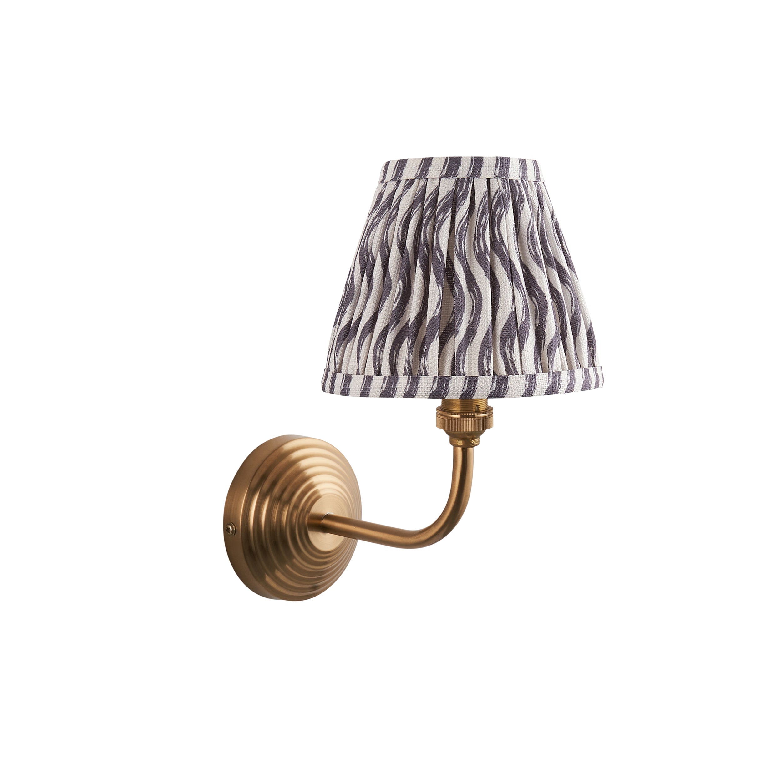 Endon Obelisk Arc Wall Light & Ripple 16cm Pearl Grey Shade