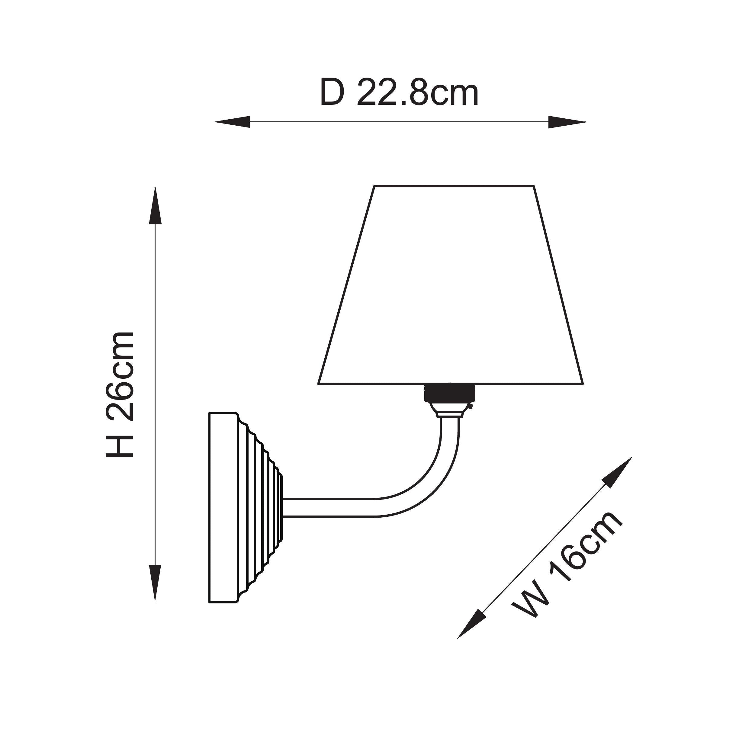 Endon Obelisk Arc Wall Light & Ripple 16cm Pearl Grey Shade