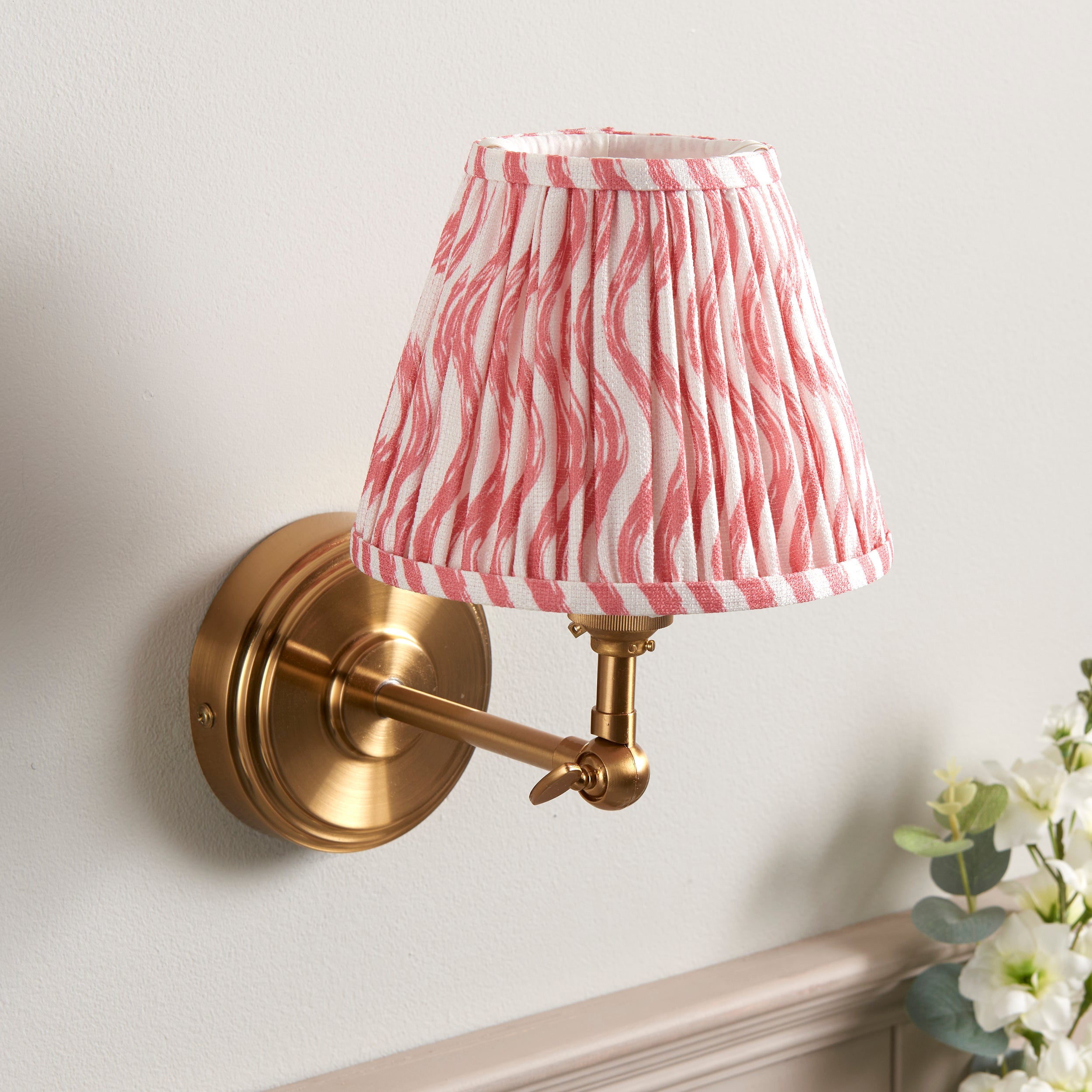Endon Step Wing Wall Light & Ripple 16cm Coral Pink Shade