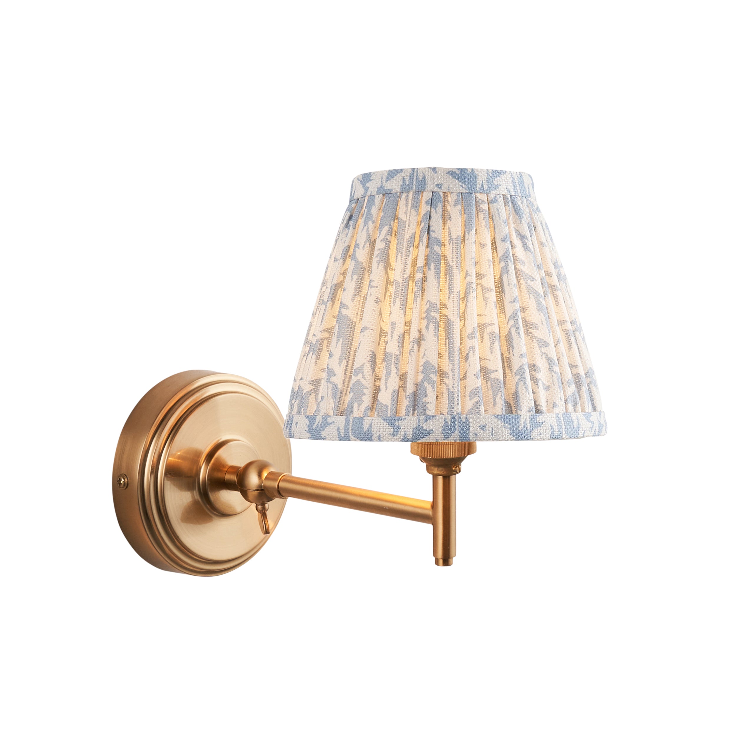 Endon Step Fold Wall Light & Leaf 16cm Shell Bay Blue Shade