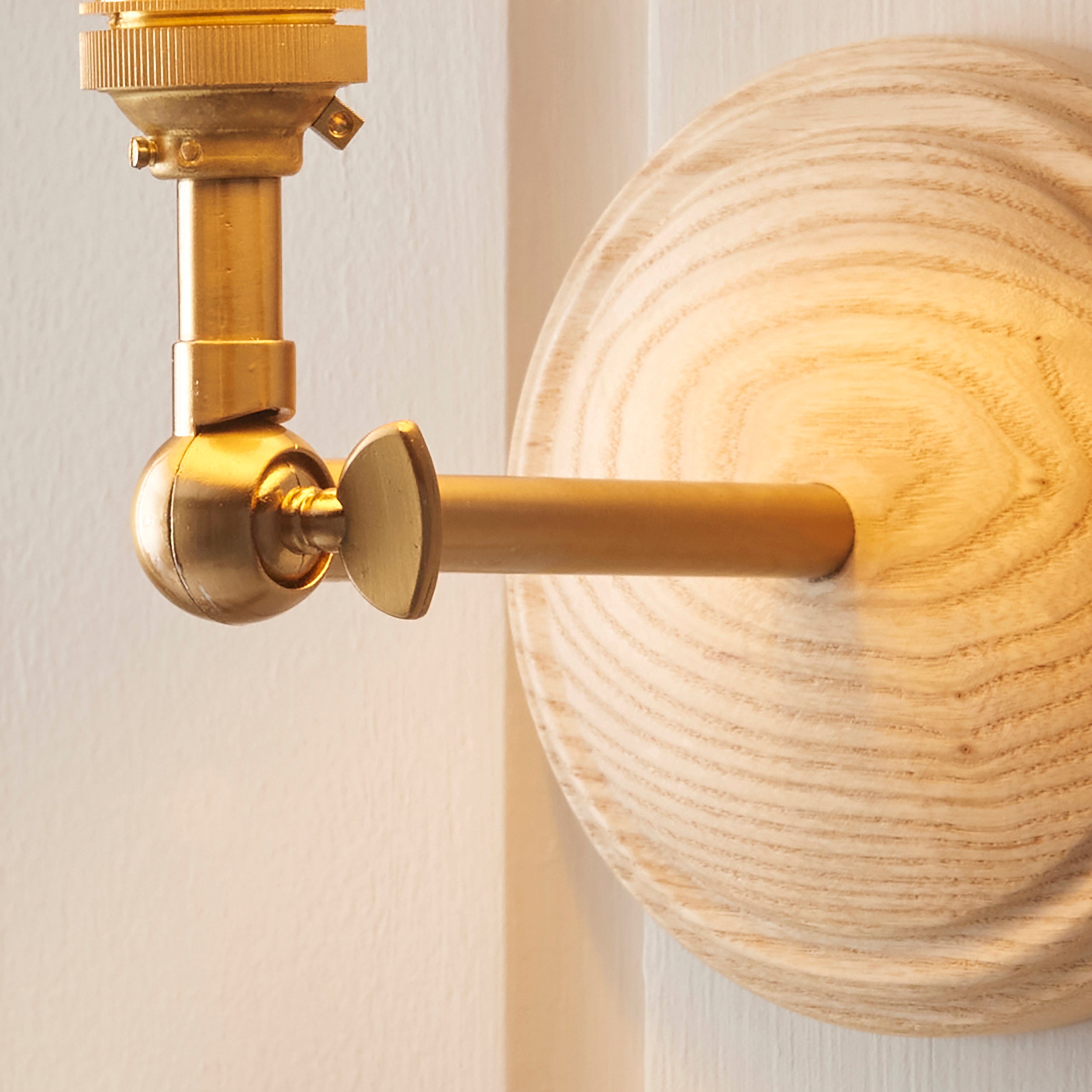 Endon Wood Wing Wall Light & Ivy 16cm Vintage White Shade