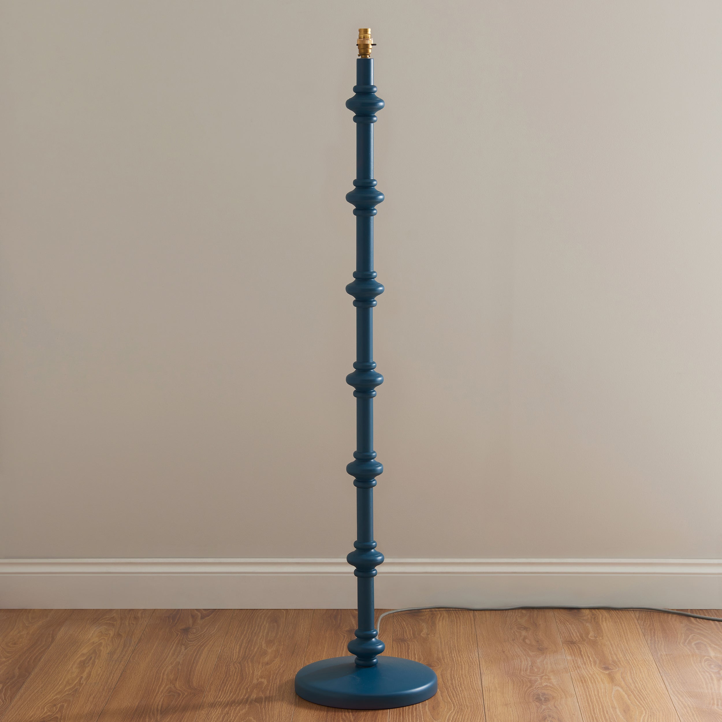 Endon Carnaby Satin Marlin Blue Floor Lamp & Ripple 35cm Coral Pink Shade