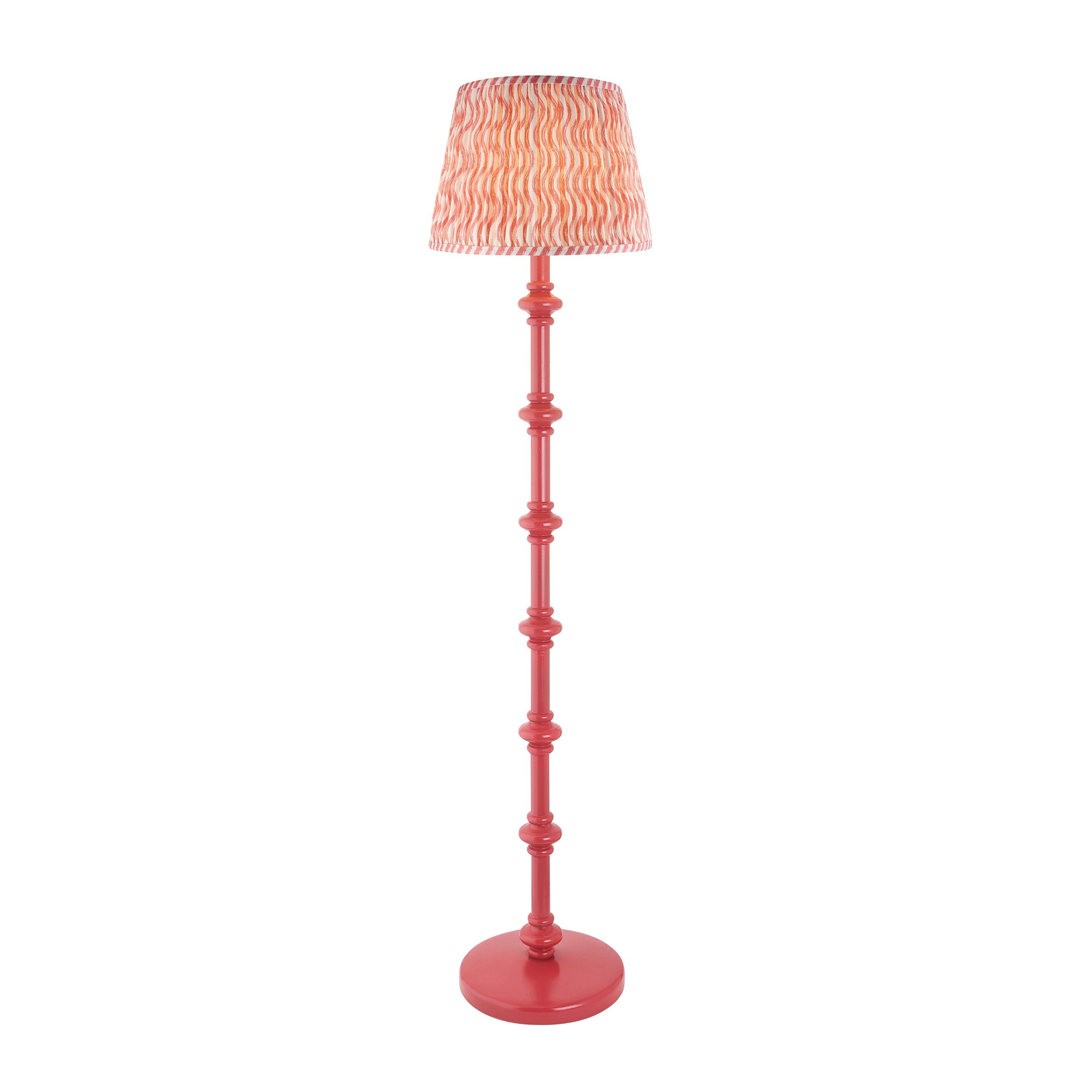 Endon Carnaby Satin Pink Clay Floor Lamp & Ripple 35cm Coral Pink Shade