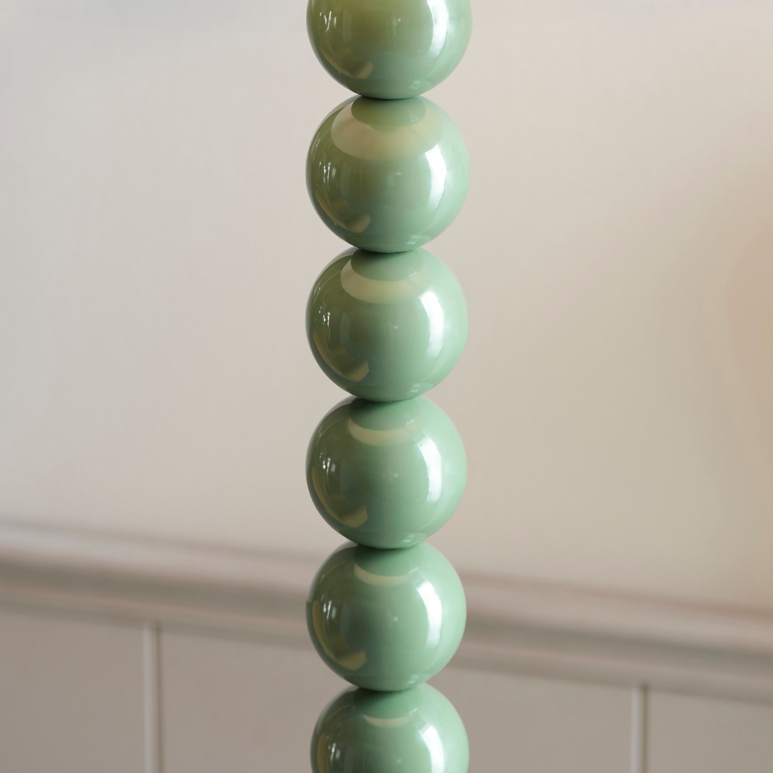 Endon Higgledy Gloss Cotswold Green Floor Lamp & Ikat 35cm Pearl Grey Shade