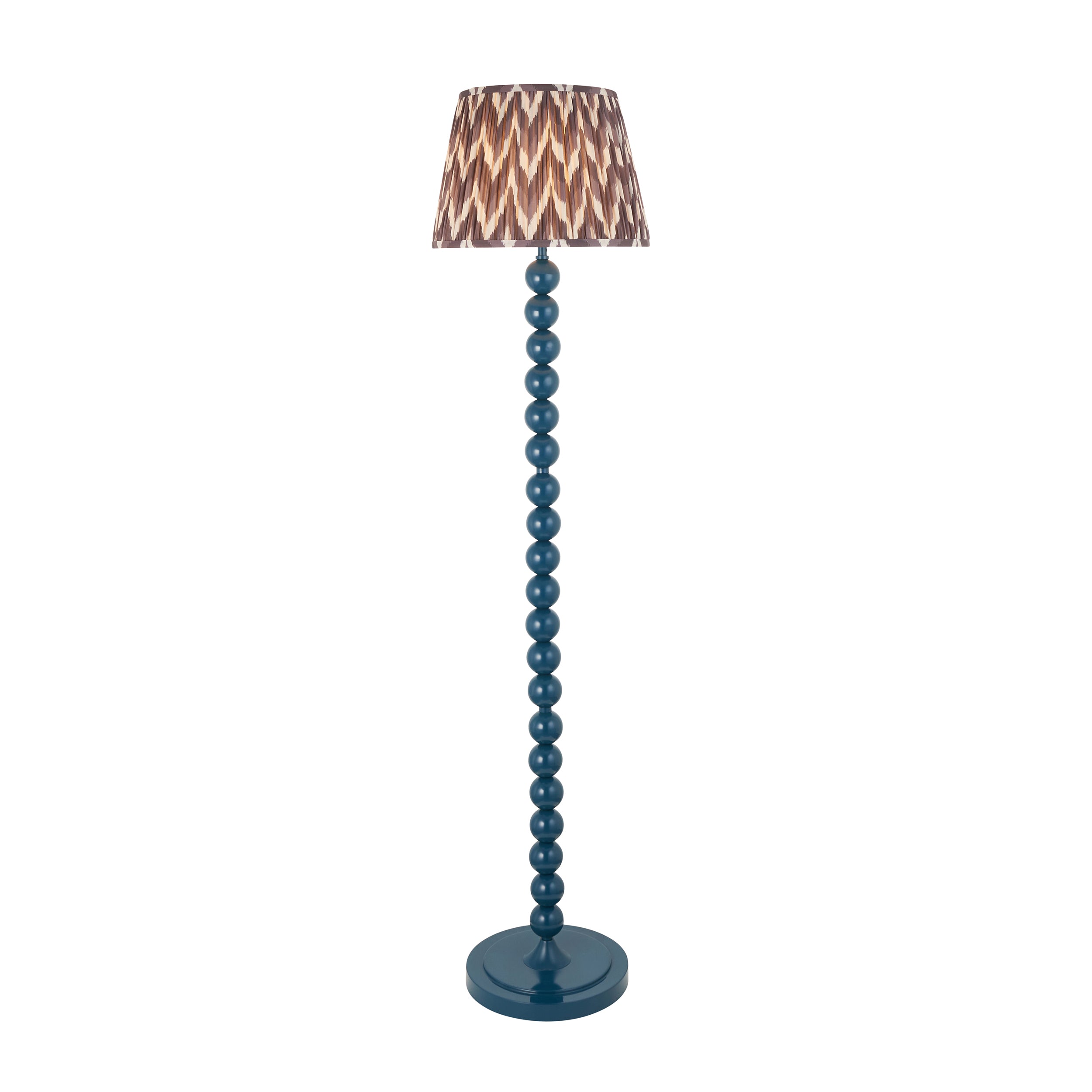Endon Higgledy Gloss Marlin Blue Floor Lamp & Zigzag 35cm Pearl Grey Shade