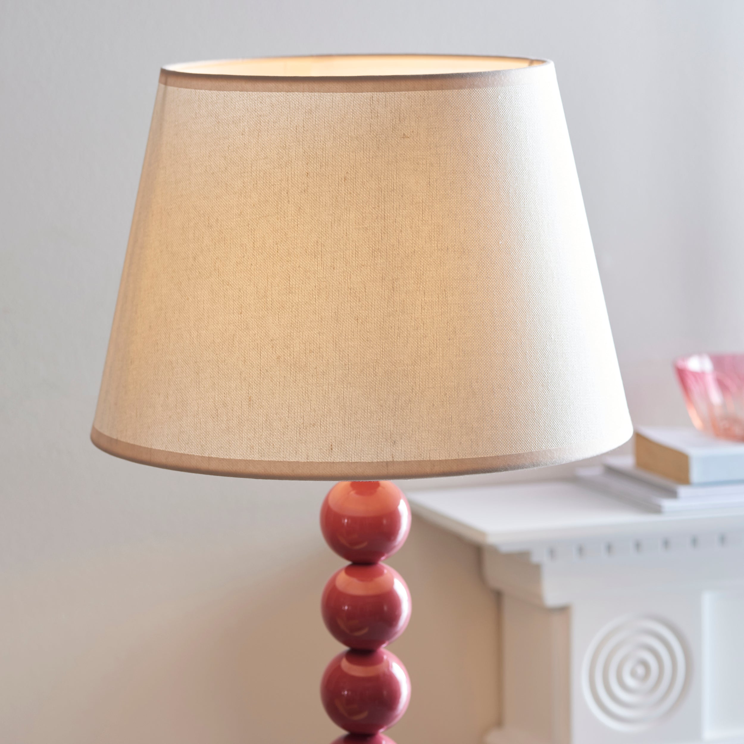 Endon Higgledy Floor Gloss Pink Clay Lamp & Ivy 35cm Vintage White Shade