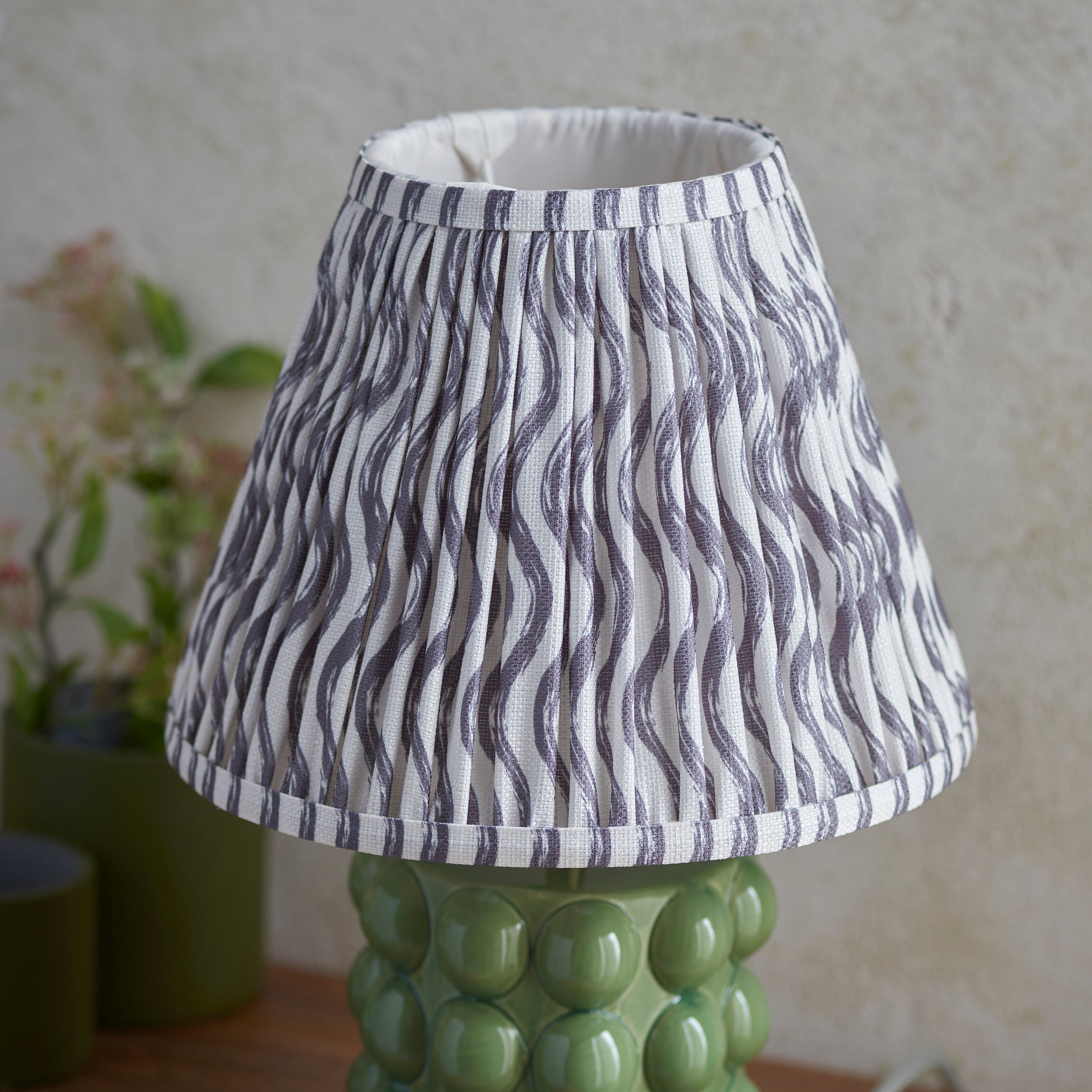 Endon Bobble Table Lamp & Ripple 25cm Pearl Grey Shade