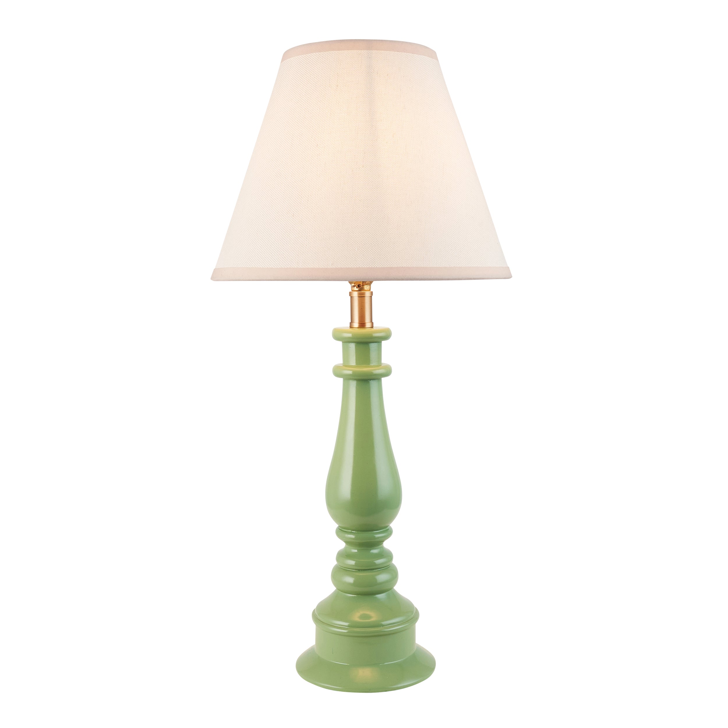 Endon Myrtle Gloss Cotswold Green Table Lamp & Ivy 25cm Vintage White Shade