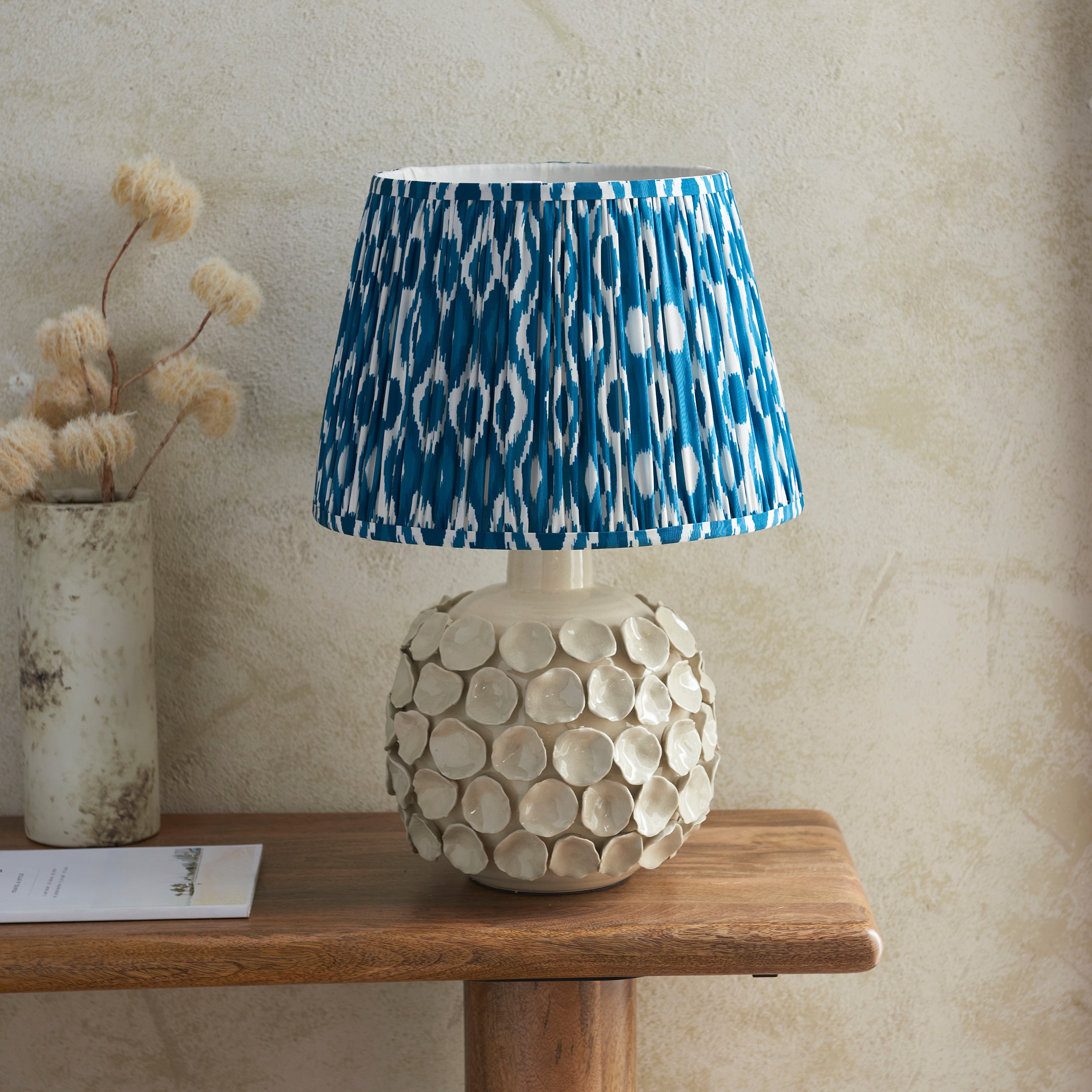 Endon Borello Table Lamp & Ikat 35cm Marlin Blue Shade