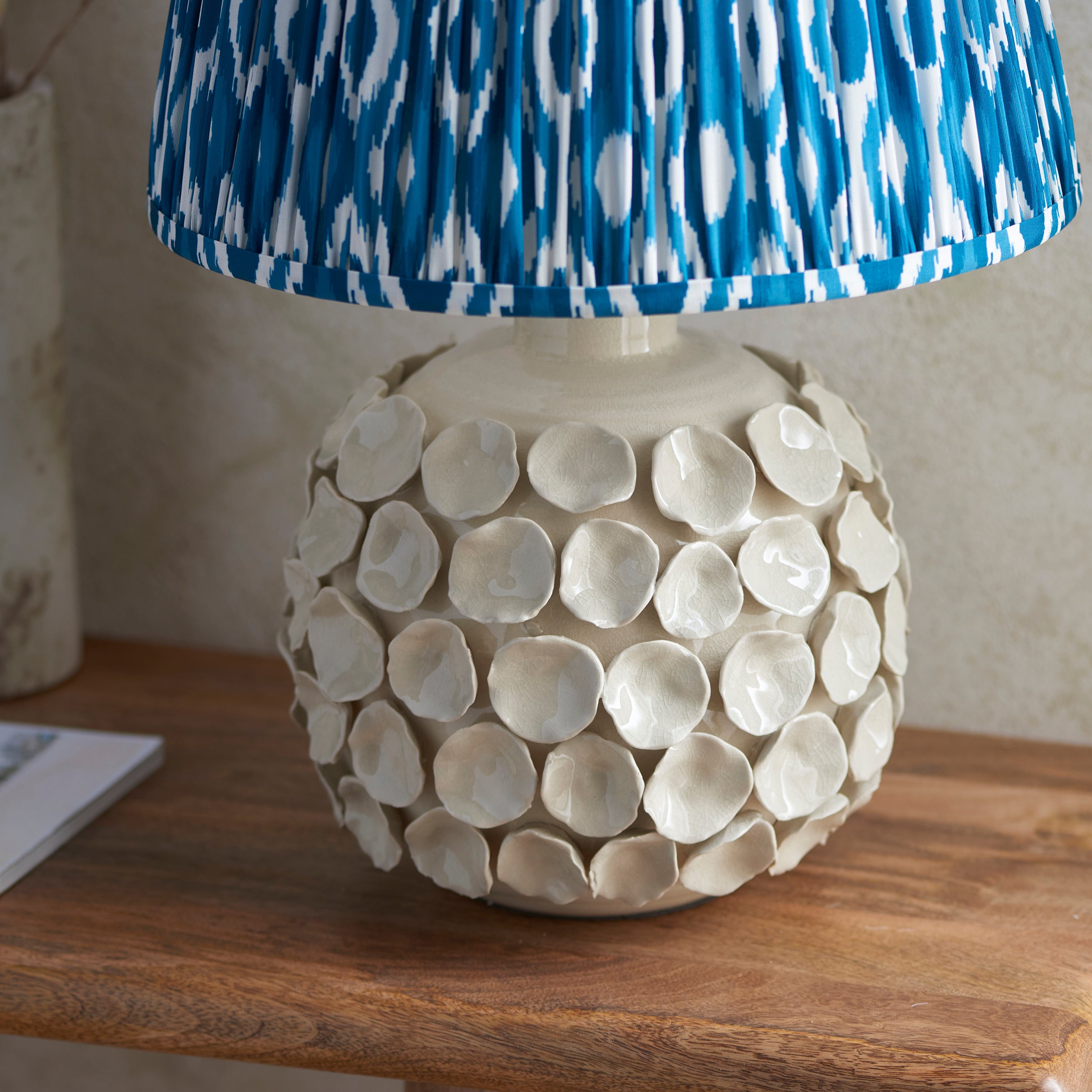 Endon Borello Table Lamp & Ikat 35cm Marlin Blue Shade