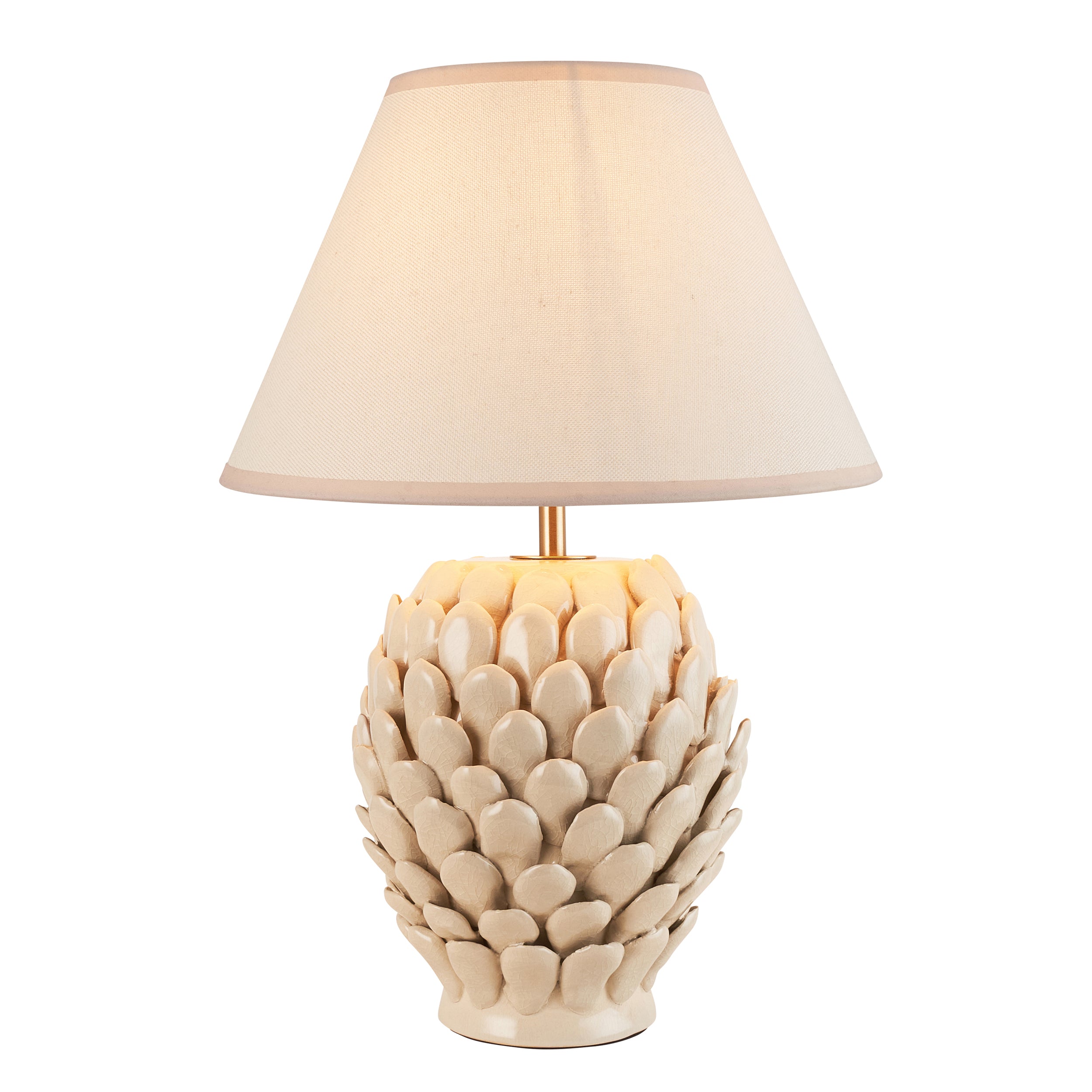 Endon Layered Leaf Ivory Crackle Glaze Ceramic Table Lamp & Ivy 30cm Vintage White Shade