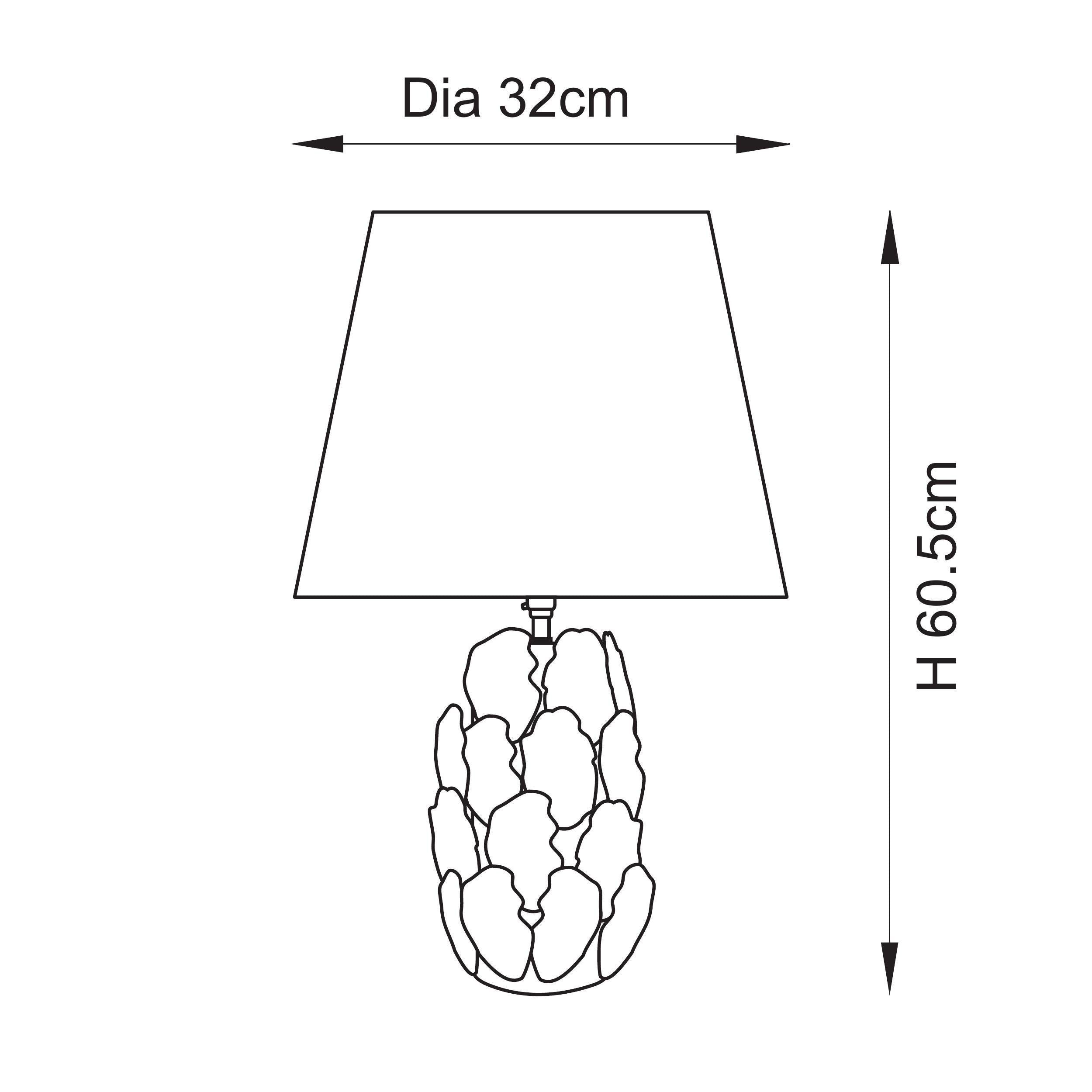 Endon Layered Decorative Leaf Ivory Crackle Glaze Ceramic Table Lamp & Raffia 32cm Natural Raffia Shade