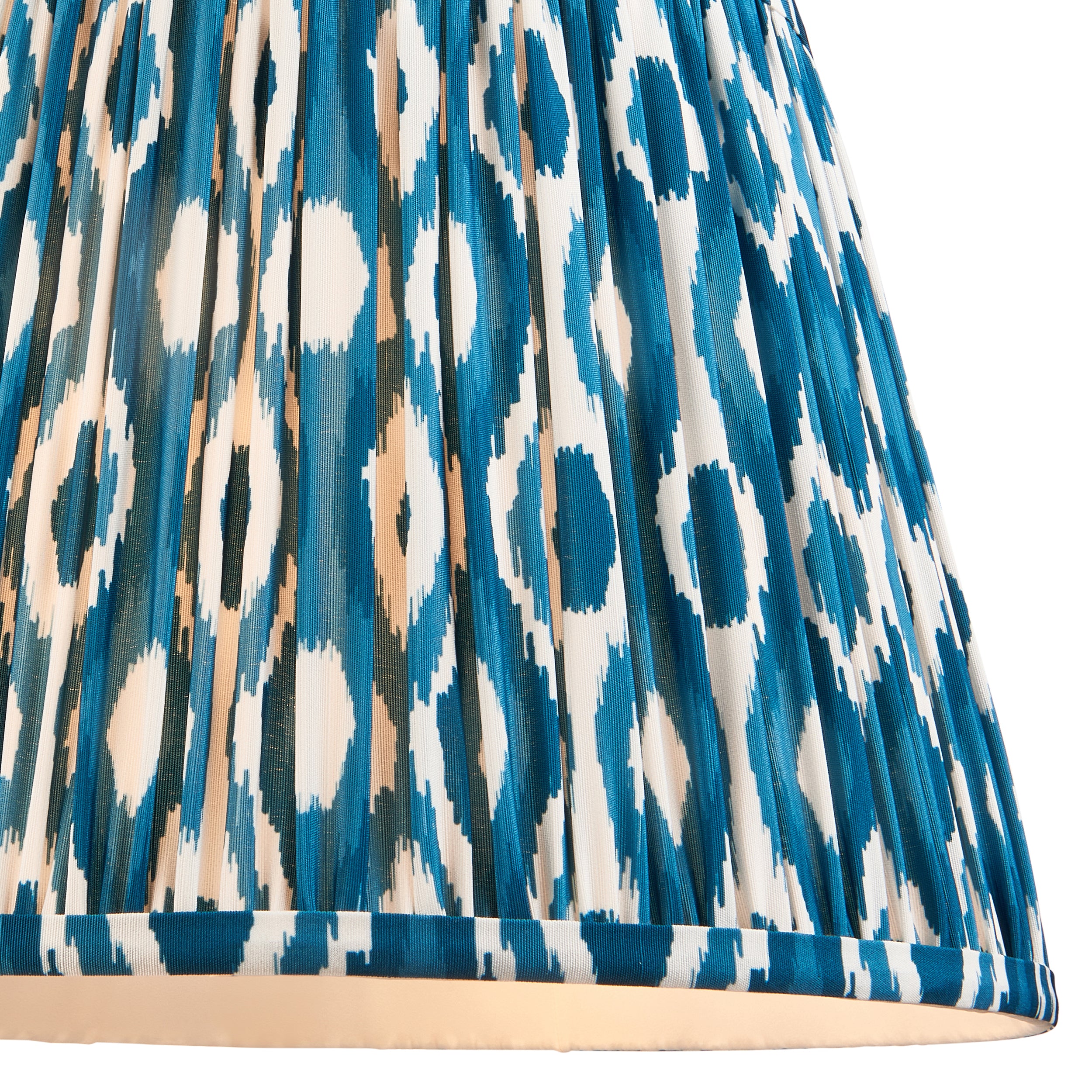 Endon Layered Leaf Ivory Crackle Glaze Ceramic Table Lamp & Ikat 35cm Marlin Blue Shade