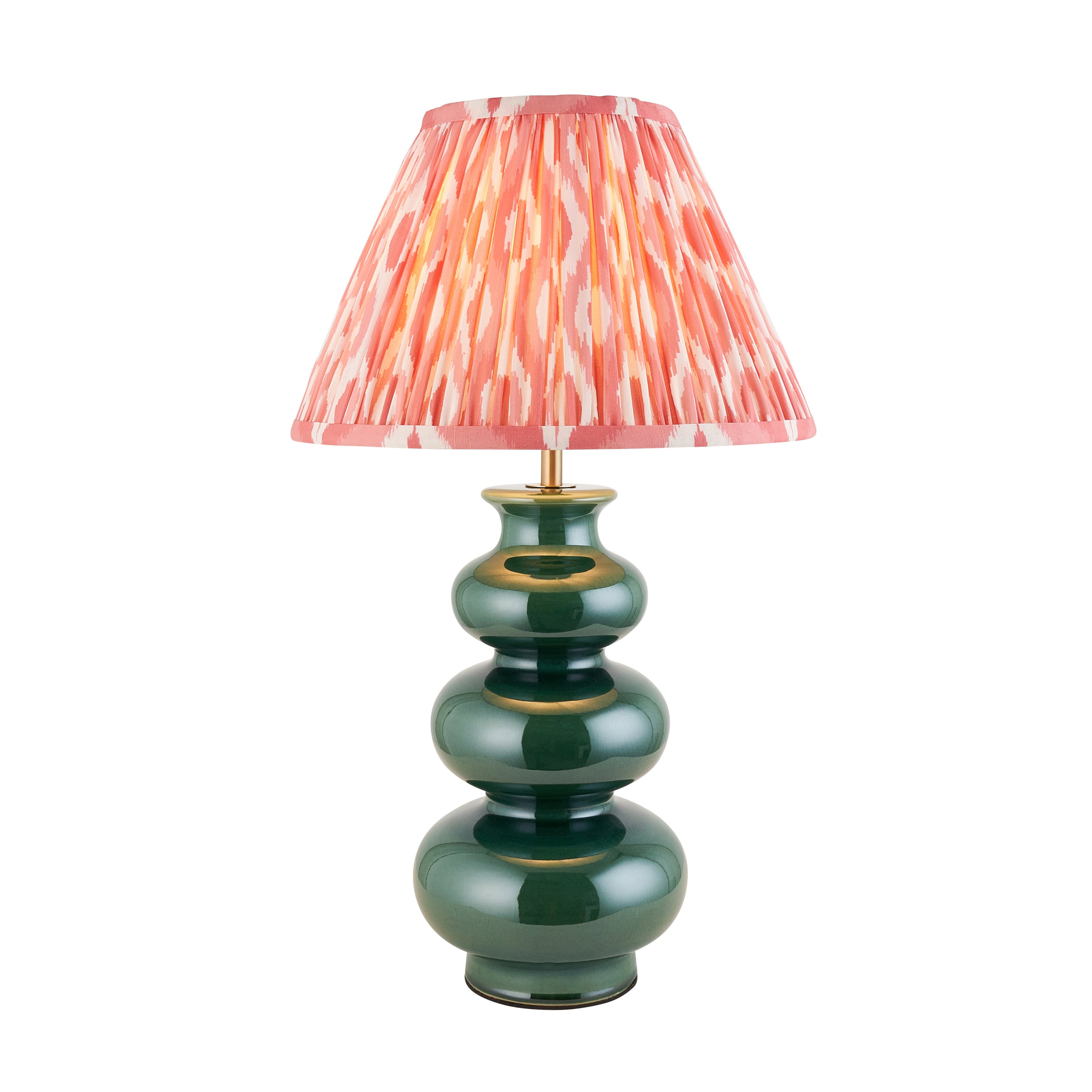 Endon Monroe Table Lamp & Ikat 30cm Coral Pink Shade