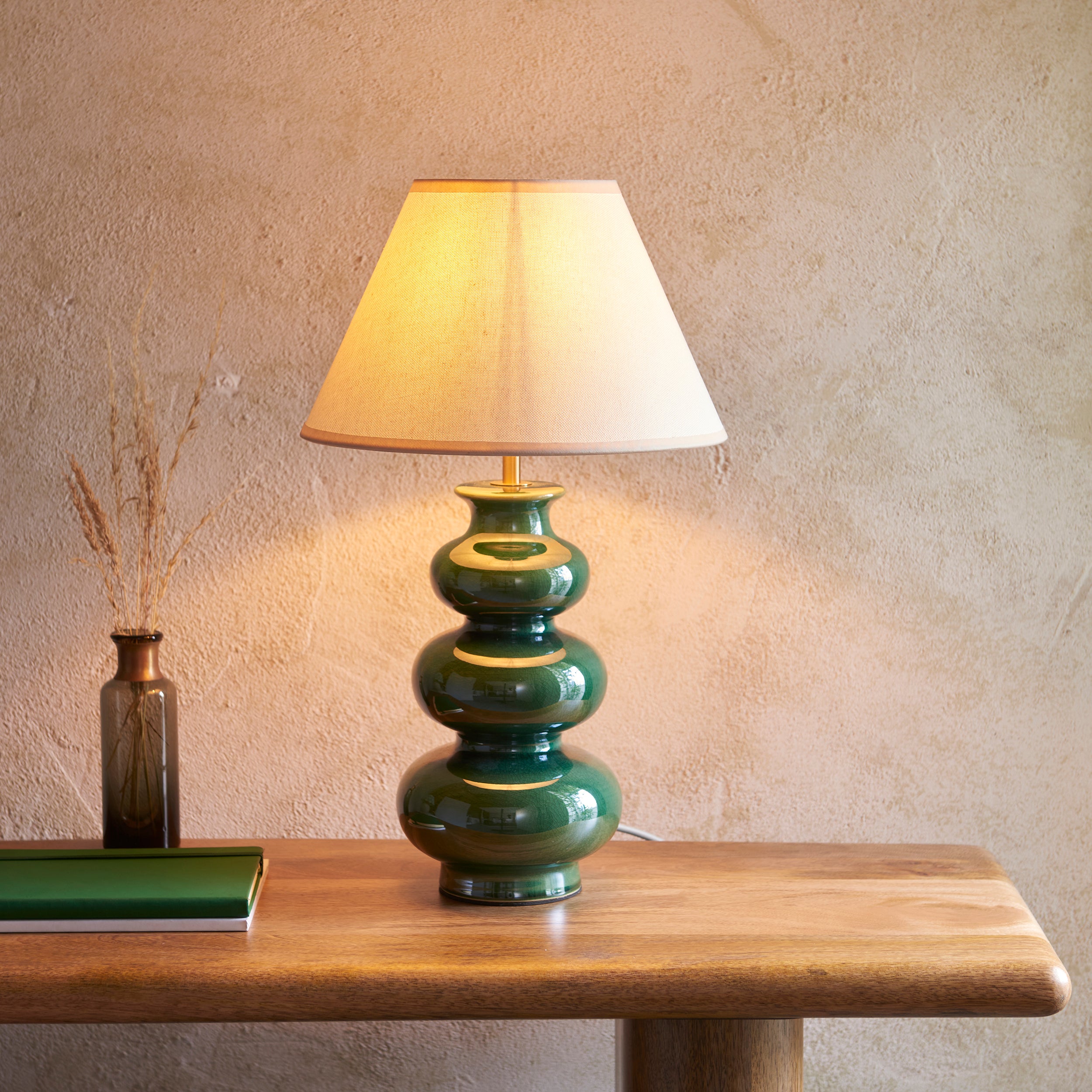 Endon Monroe Table Lamp & Ivy 30cm Vintage White Shade