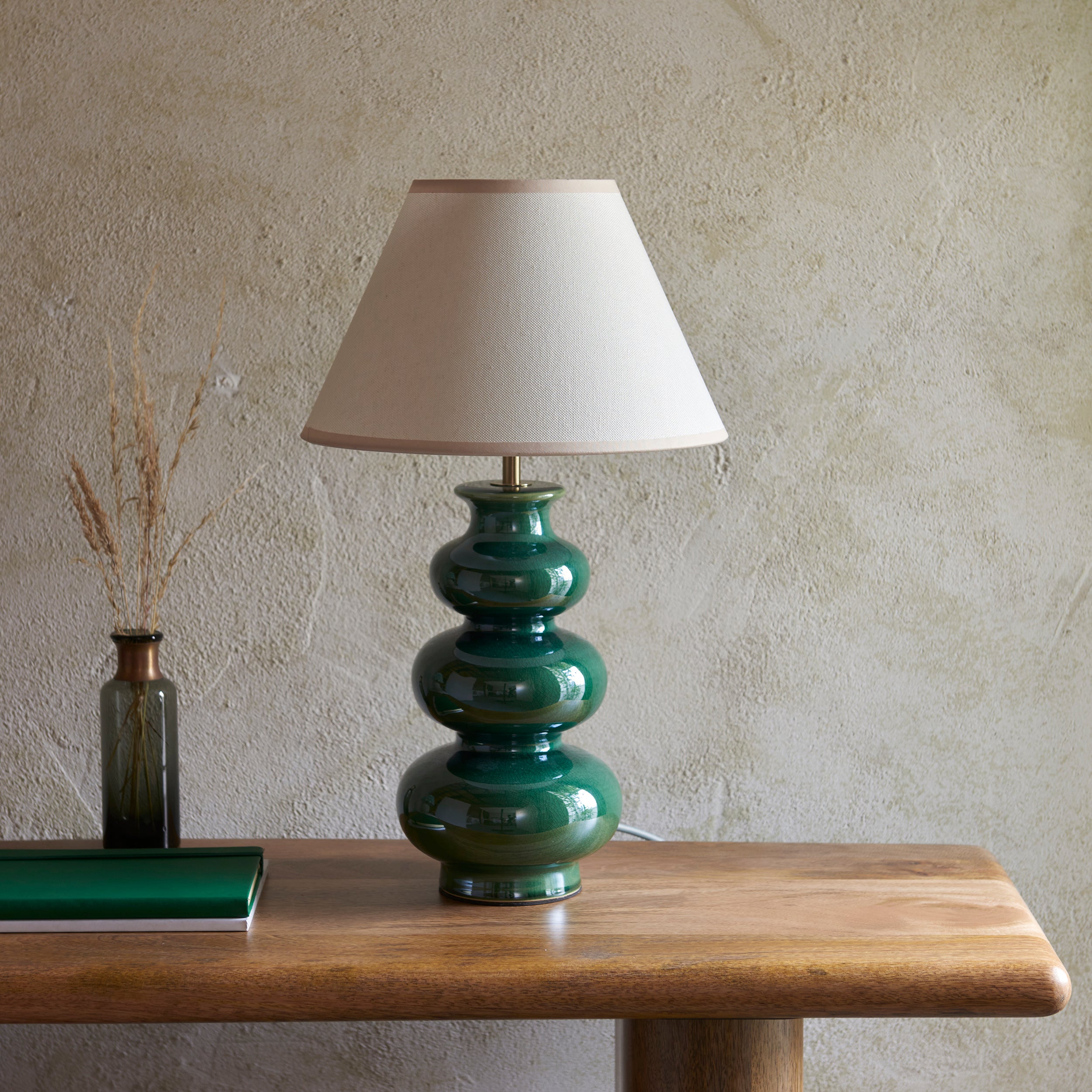 Endon Monroe Table Lamp & Ivy 30cm Vintage White Shade