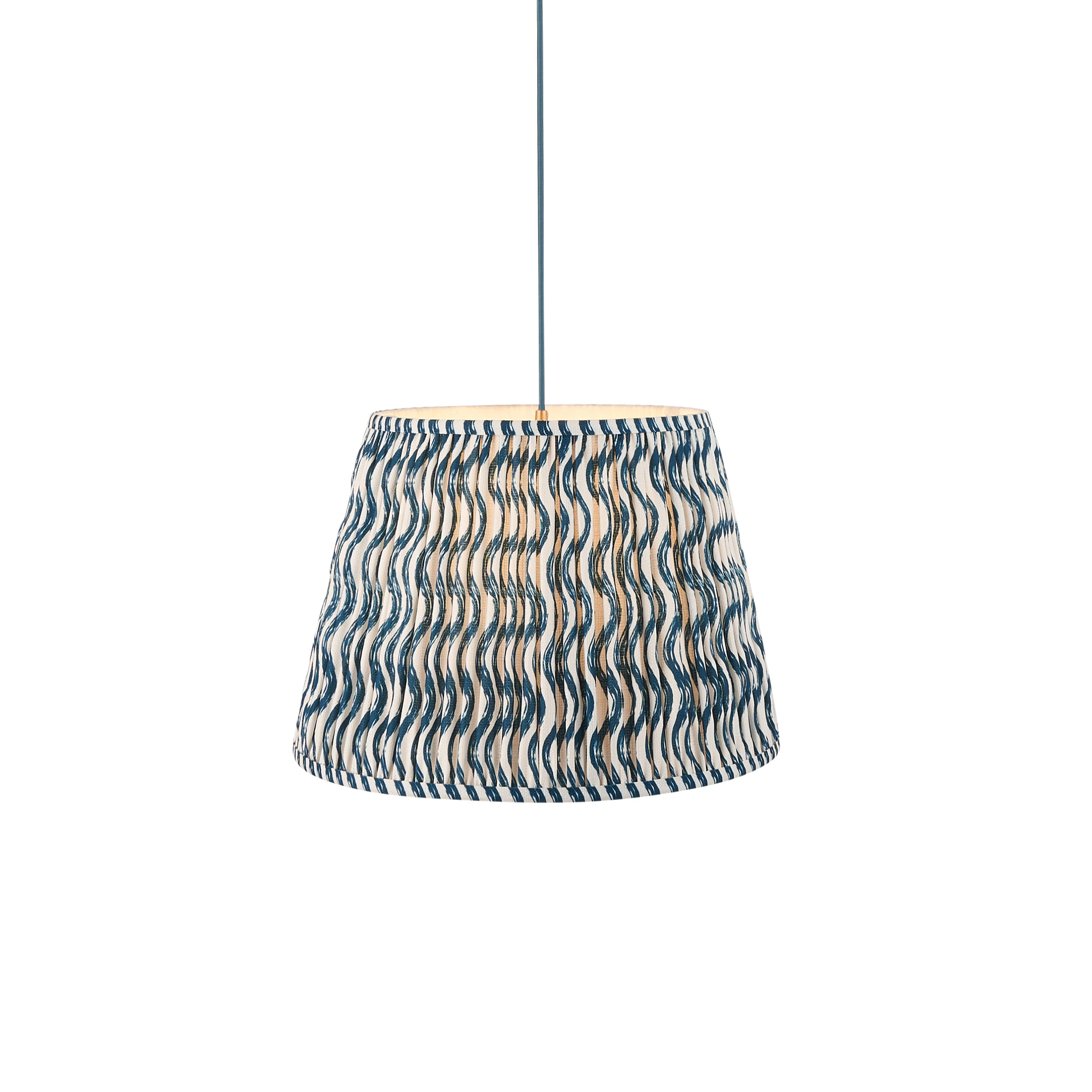 Endon Eltham Subtle Blue Braided Cable Pendant & Ripple 40cm Marlin Blue Shade