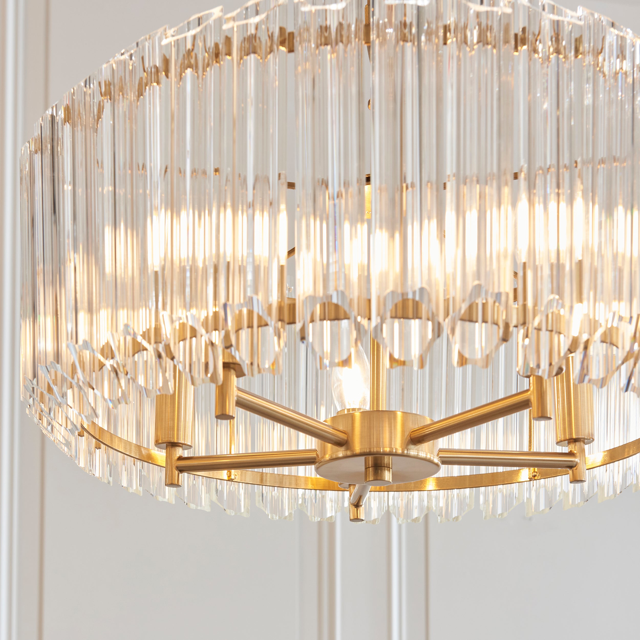Endon Valentina 5 Light Pendant - Brushed Aged Brass Plate & Clear Glass