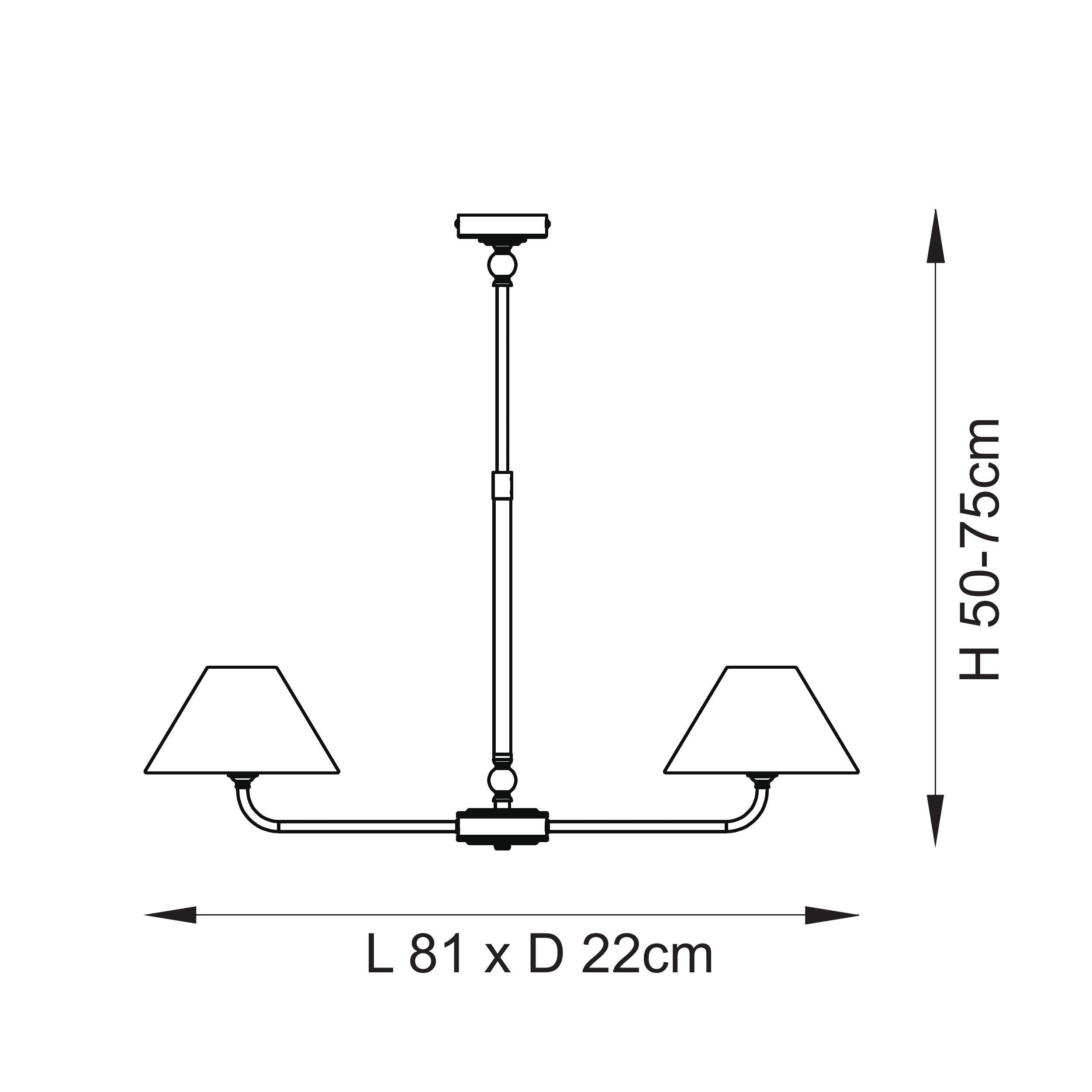 Endon Lille 2 Light Linear Pendant - Antique Brass Plate & Natural Faux Linen