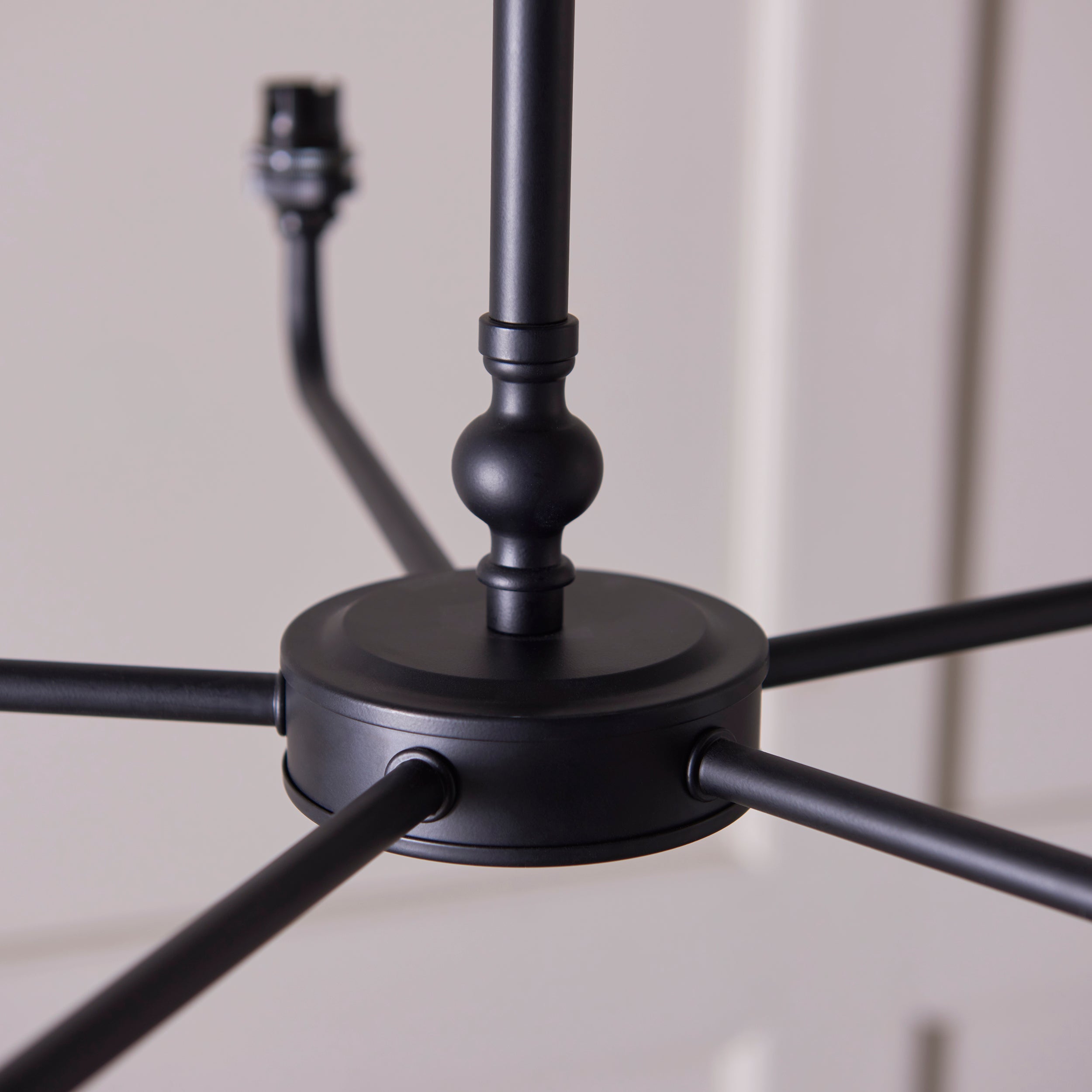 Endon Lille 5 Light Pendant - Matt Black & Natural Ikat 16cm Shades