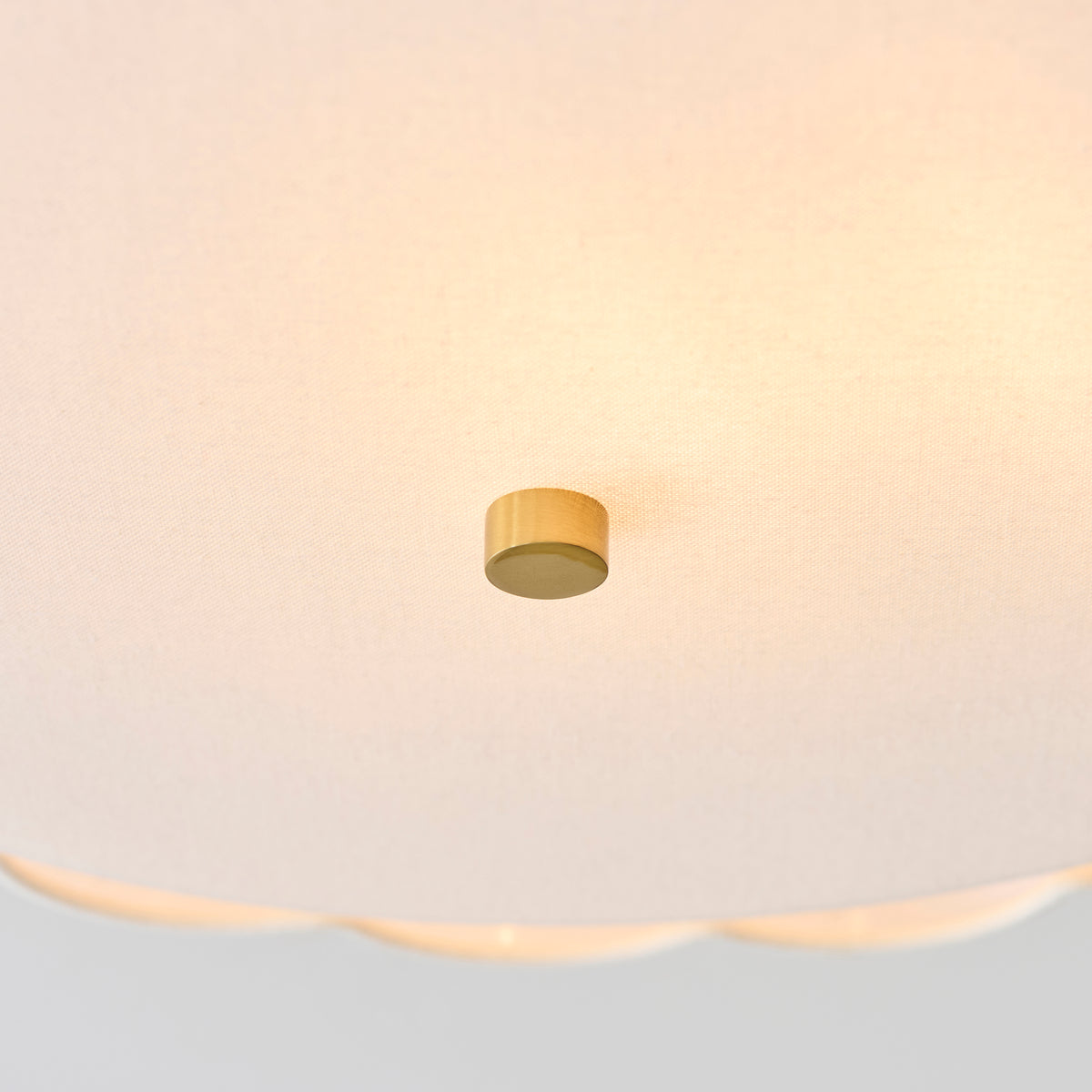 Endon Serene 2 Light Flush - Brushed Aged Brass Plate & Vintage White Cotton