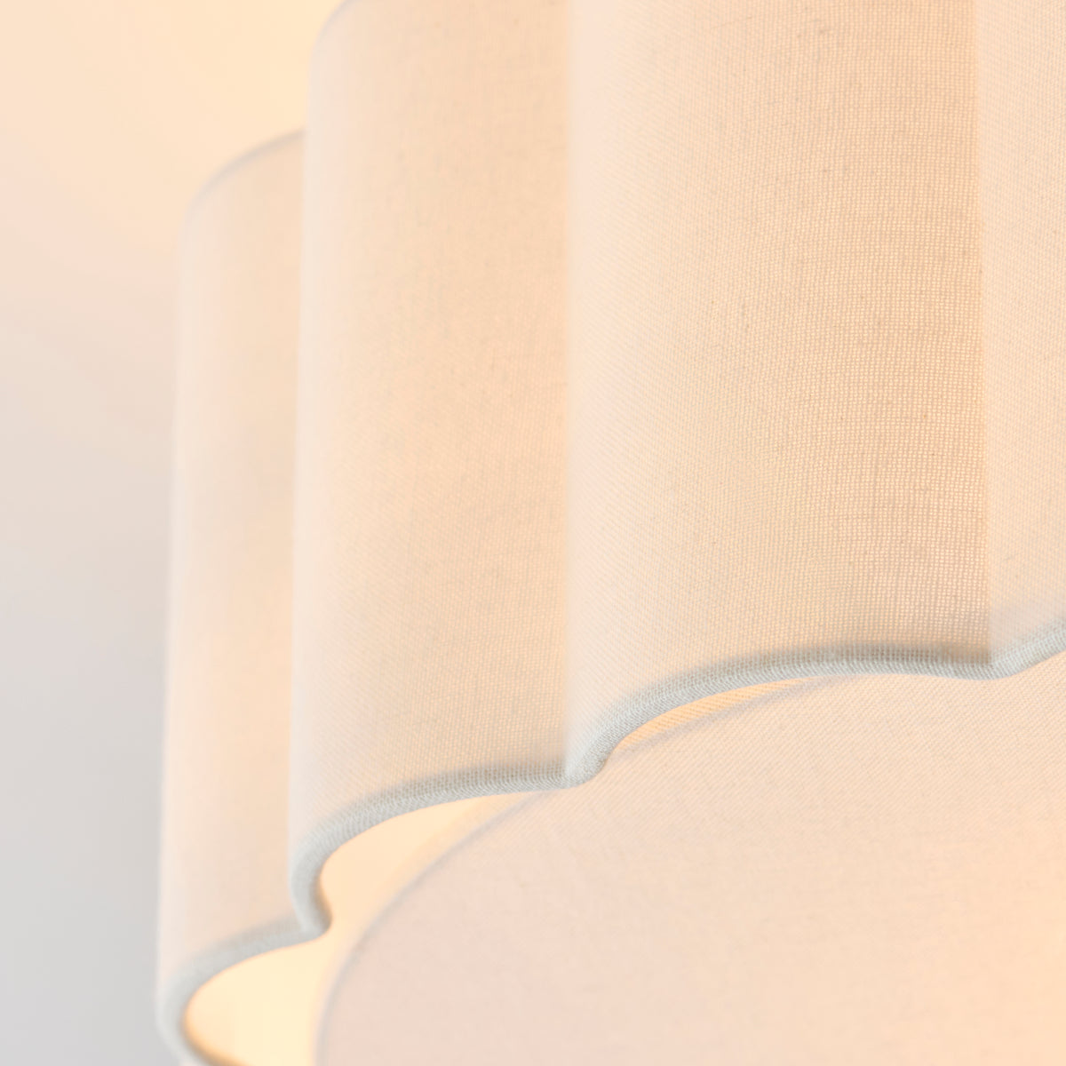 Endon Serene 2 Light Flush - Brushed Aged Brass Plate & Vintage White Cotton