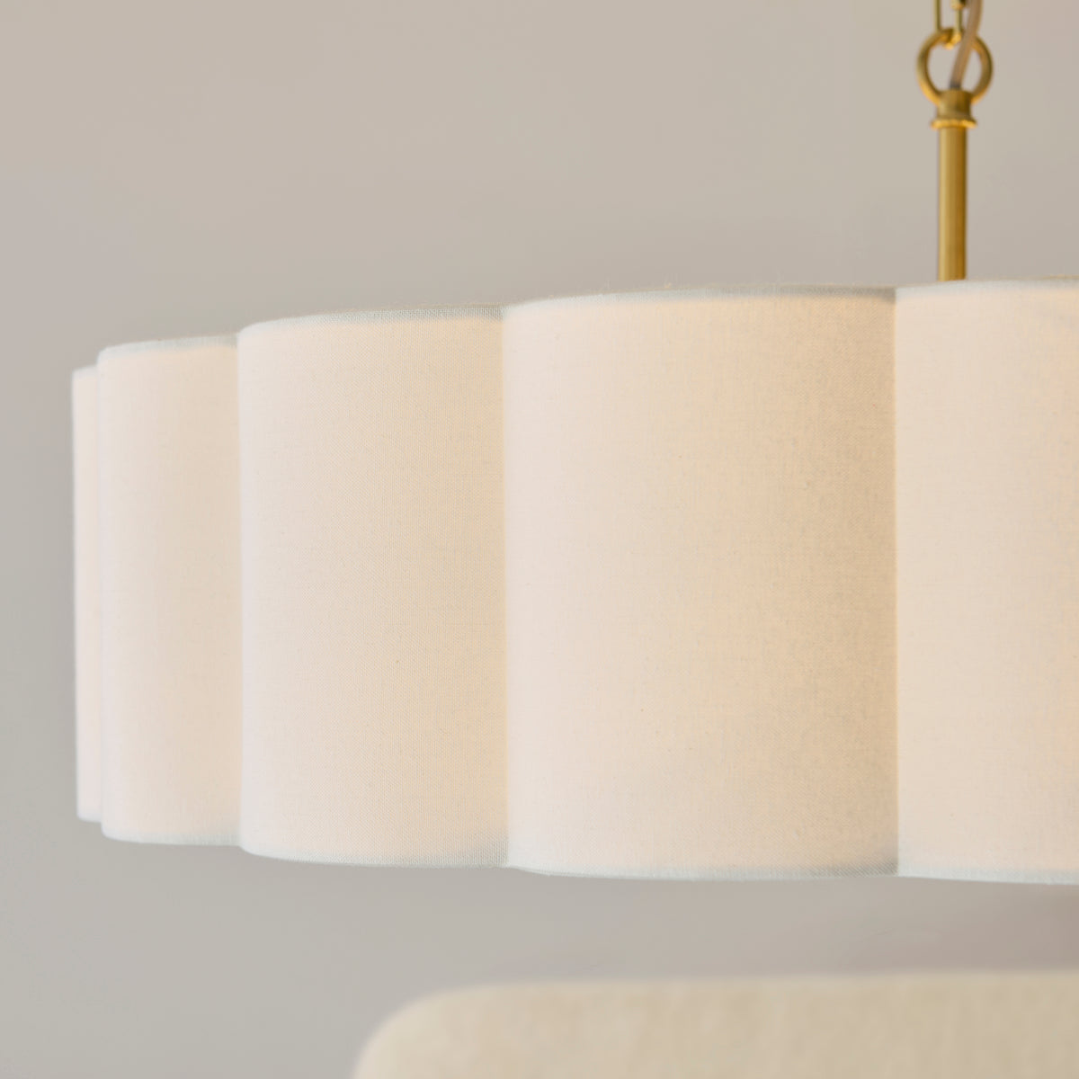 Endon Serene 6 Light Pendant - Brushed Aged Brass Plate & Vintage White Cotton