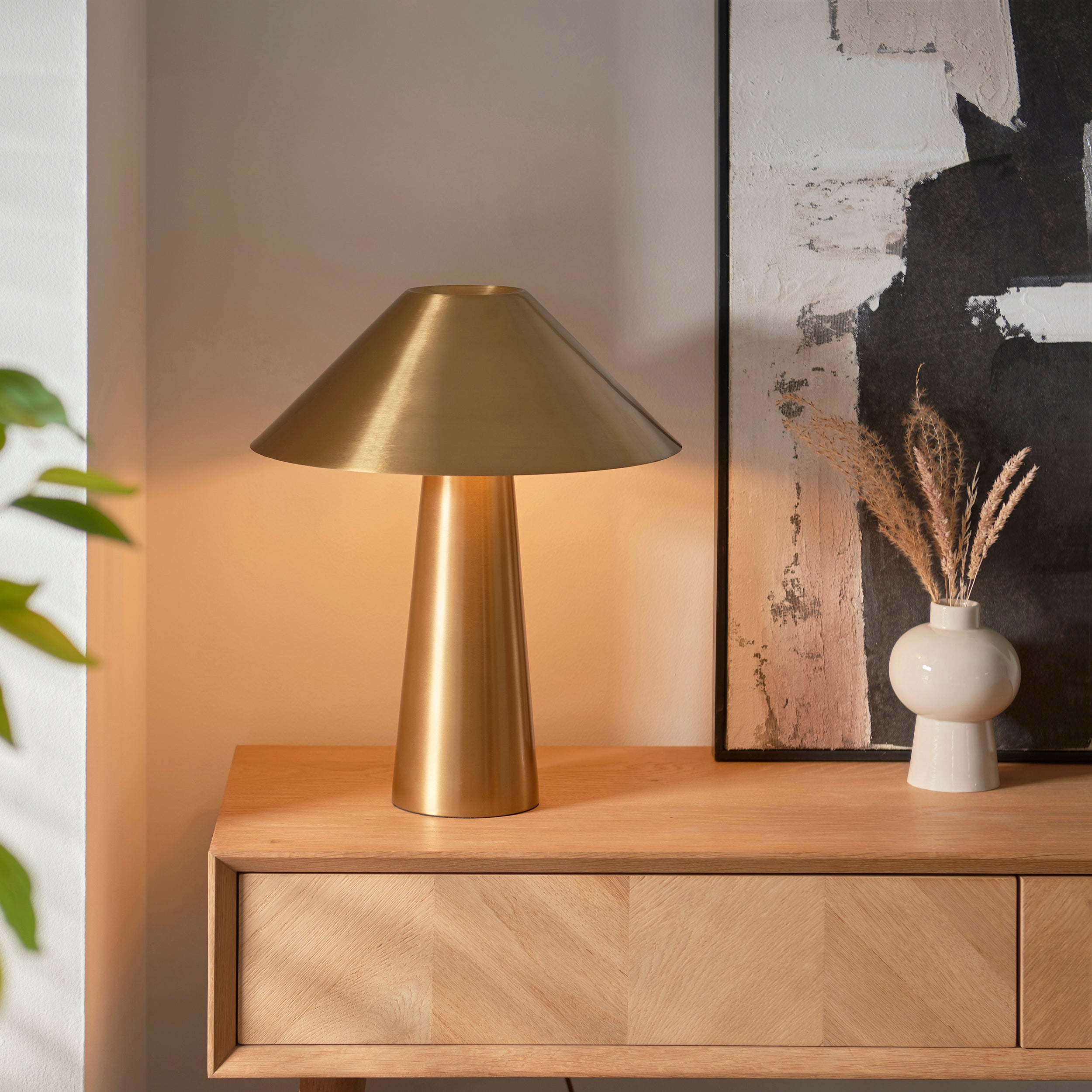 Endon Isak Table Lamp - Brushed Aged Brass Plate