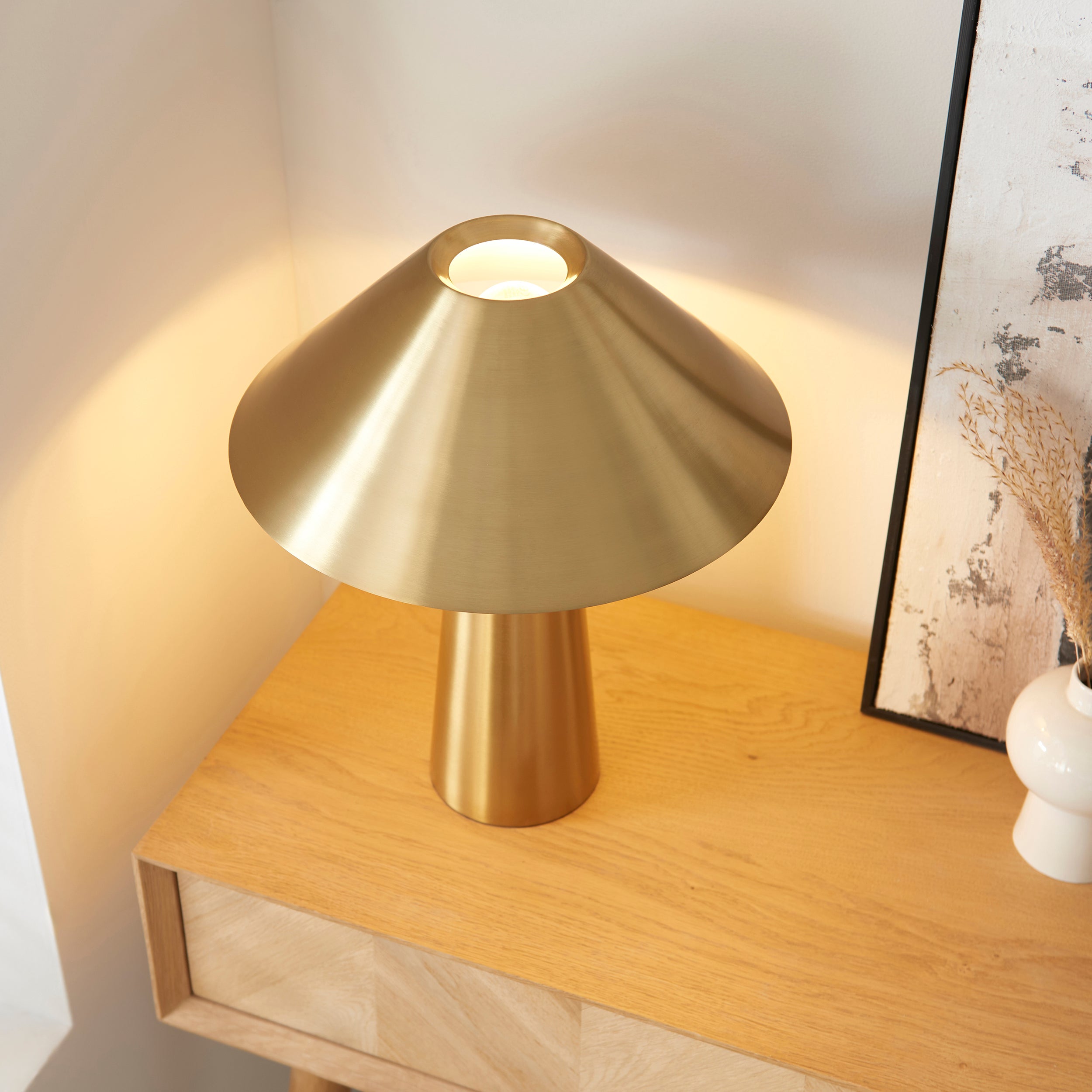 Endon Isak Table Lamp - Brushed Aged Brass Plate