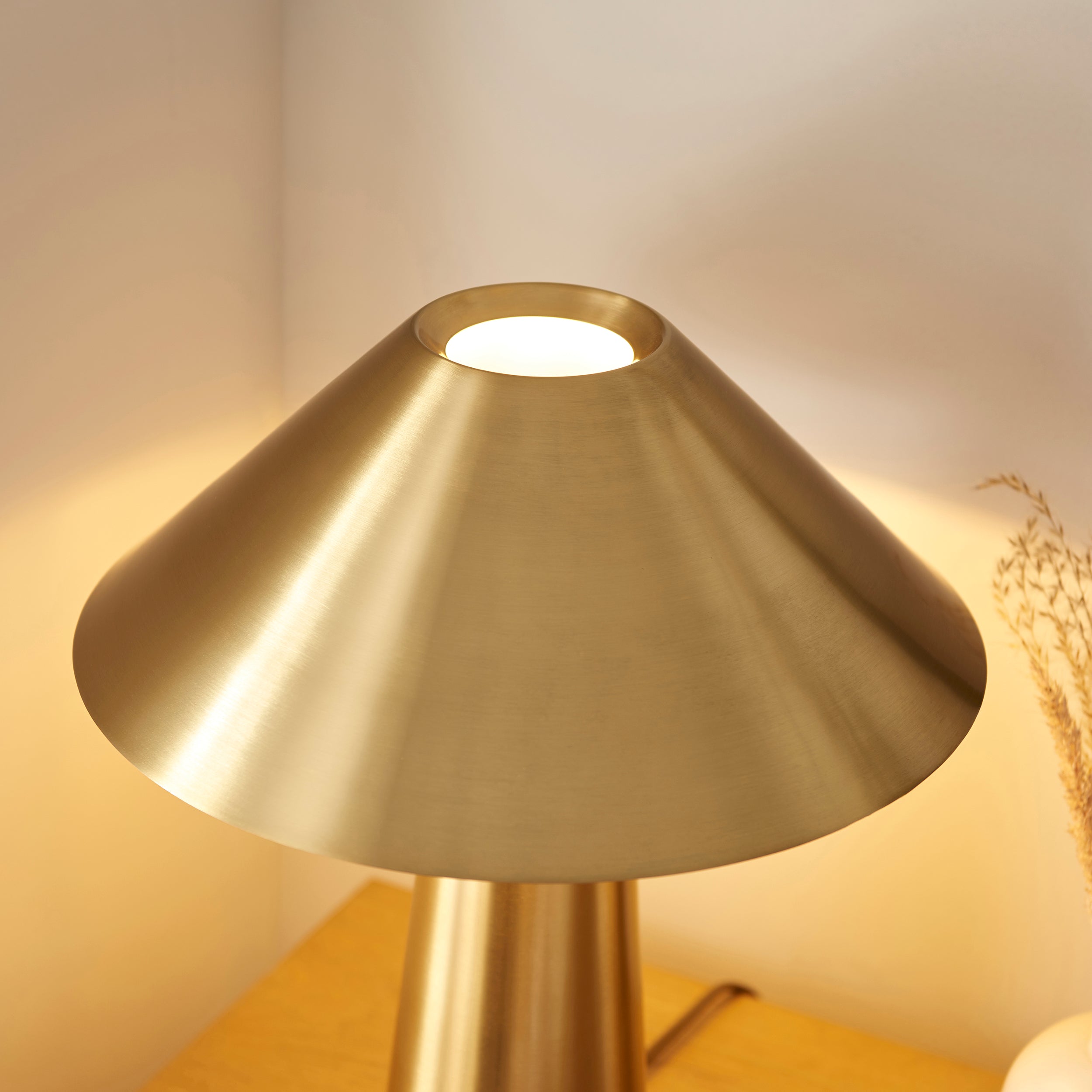 Endon Isak Table Lamp - Brushed Aged Brass Plate