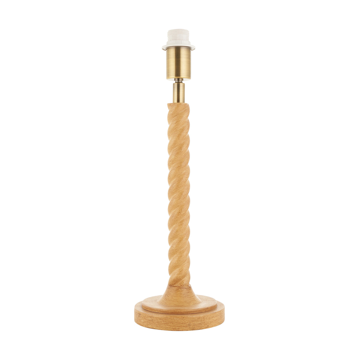 Endon Twist Table Base - Oak Effect Resin & Antique Brass Plate