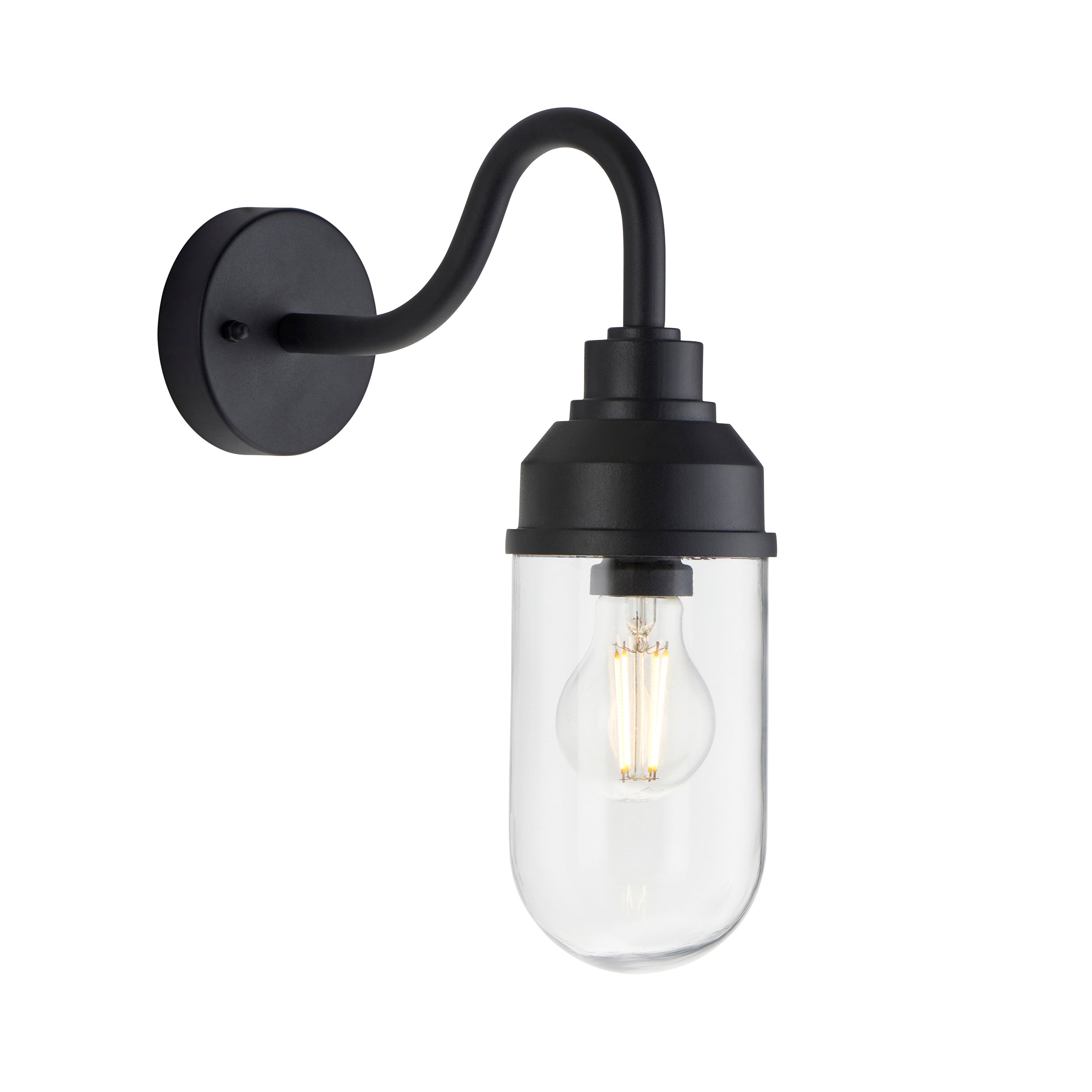Endon Truro Wall Light - Textured Black & Clear Glass