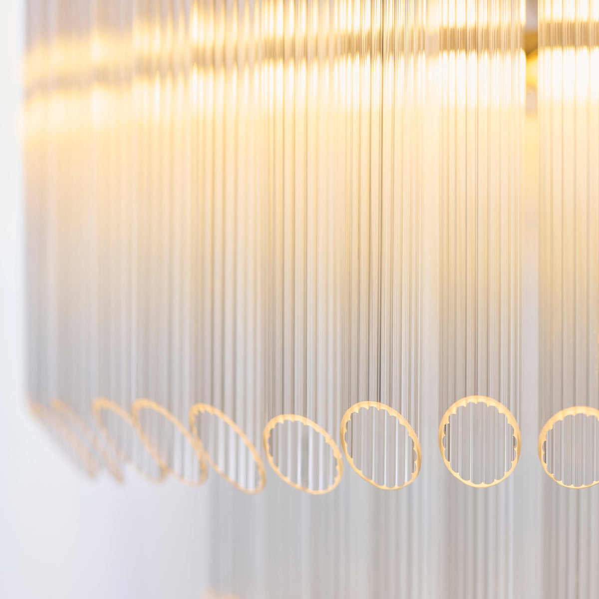 Endon Montpellier 3 Light Pendant - Brushed Aged Brass Plate & Clear Ribbed Glass